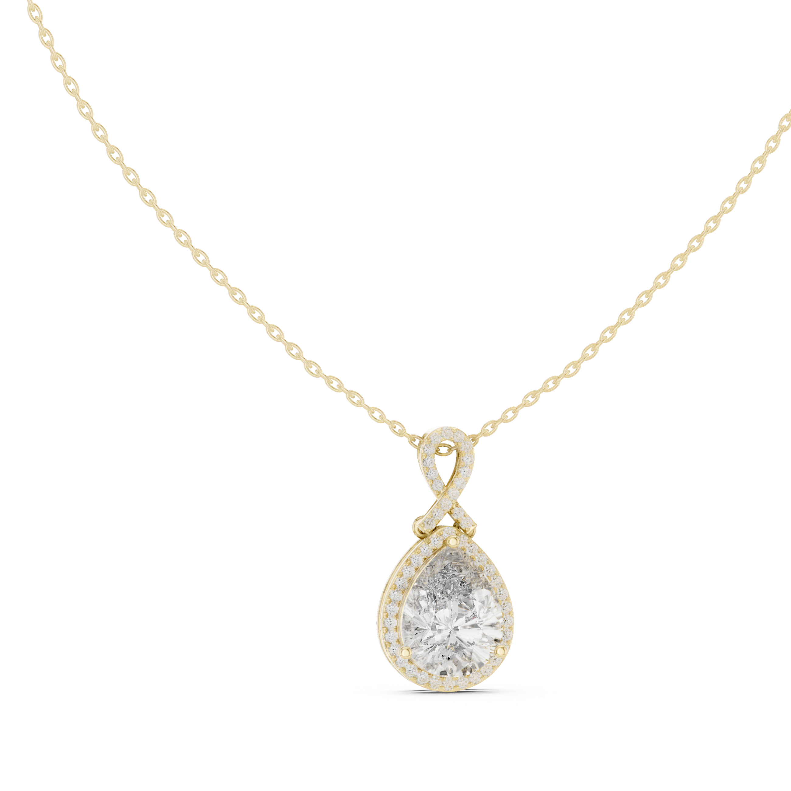 Brilliant Pear Cut Diamond Halo Necklace, Timeless Rose Gold Pendant for Anniversary Gift