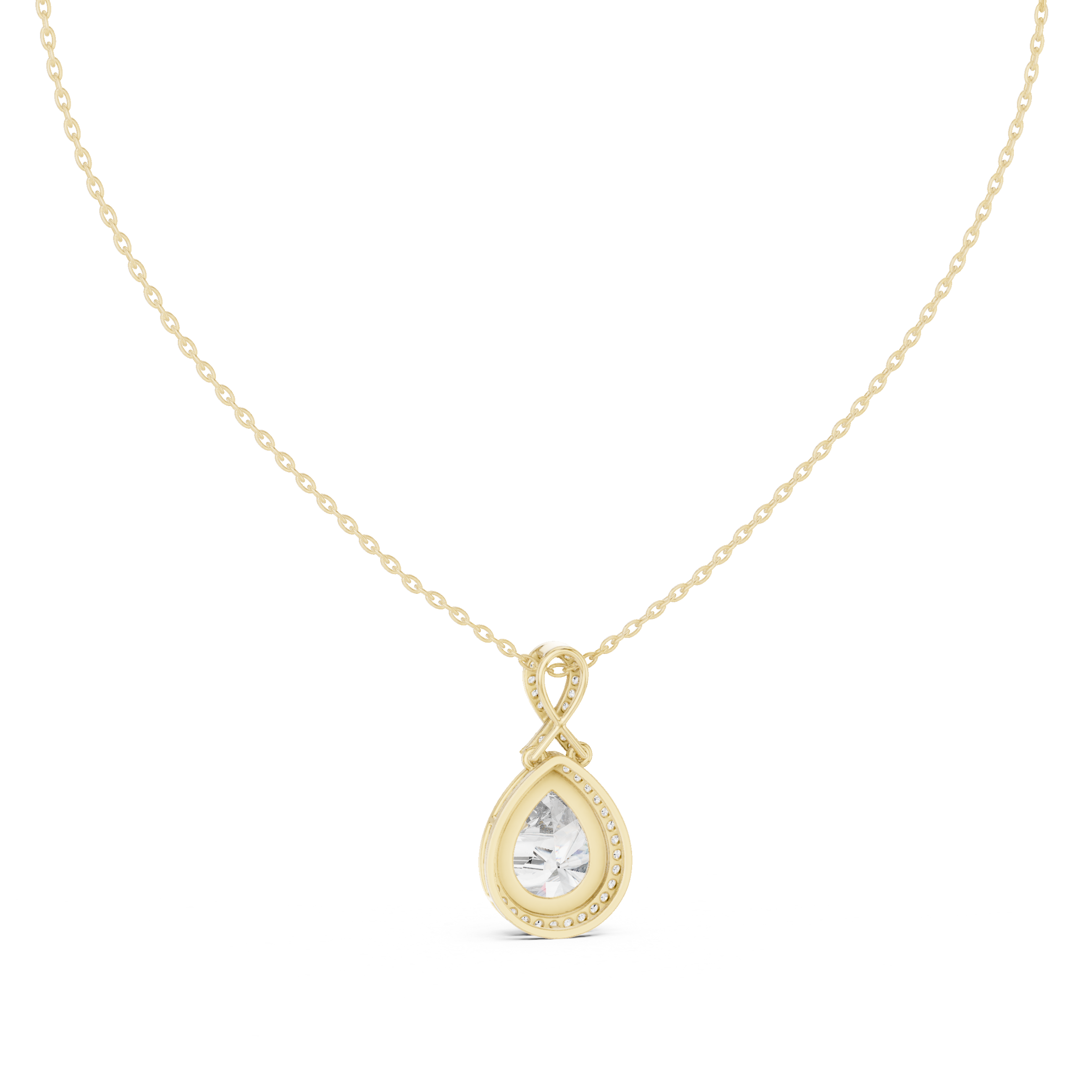 Brilliant Pear Cut Diamond Halo Necklace, Timeless Rose Gold Pendant for Anniversary Gift