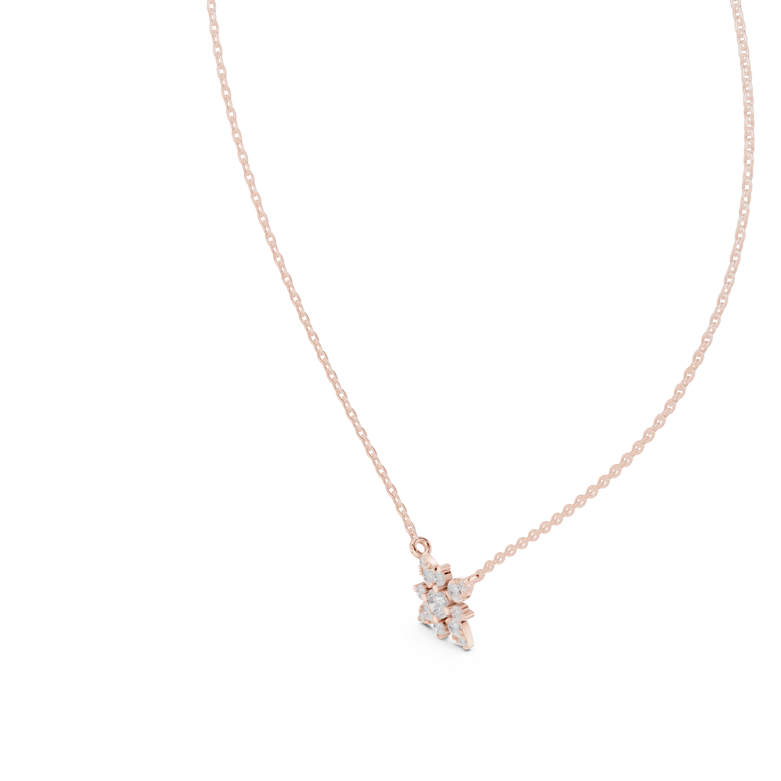 Minimal Flower Diamond Necklace, Stylish Rose Gold Floral Pendant for Daily Wear