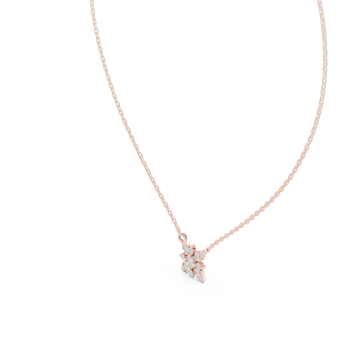 Minimal Flower Diamond Necklace, Stylish Rose Gold Floral Pendant for Daily Wear