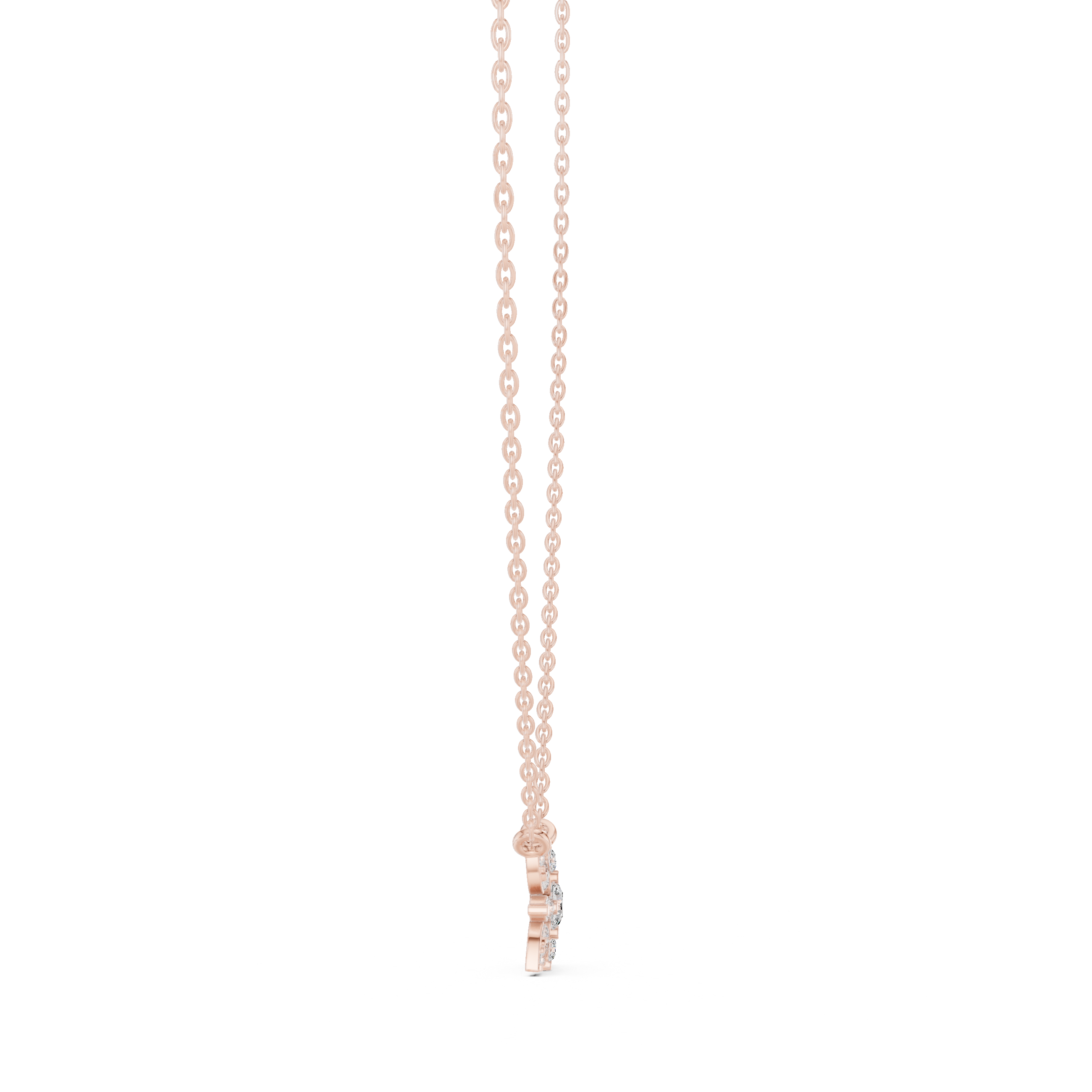 Minimal Flower Diamond Necklace, Stylish Rose Gold Floral Pendant for Daily Wear