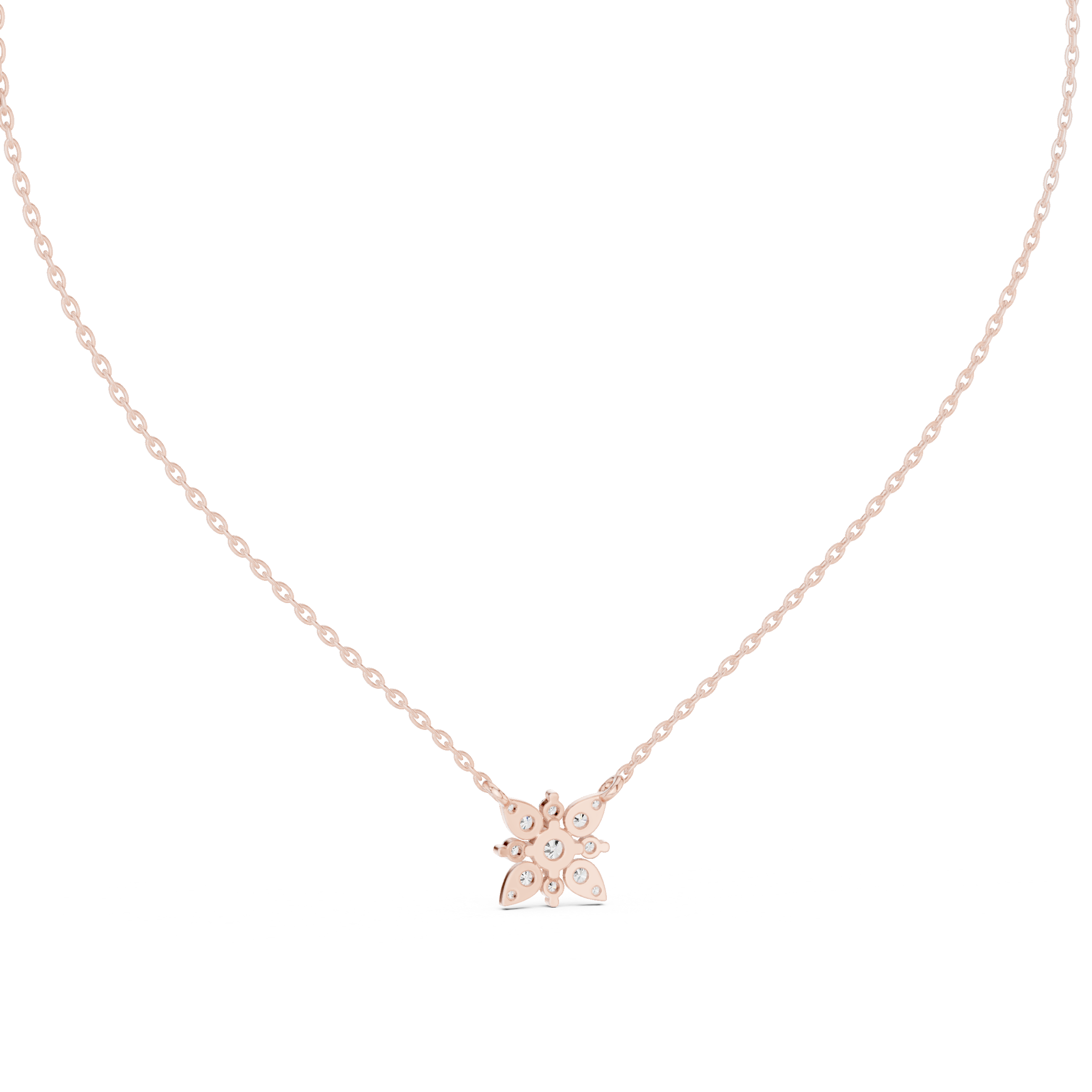Minimal Flower Diamond Necklace, Stylish Rose Gold Floral Pendant for Daily Wear