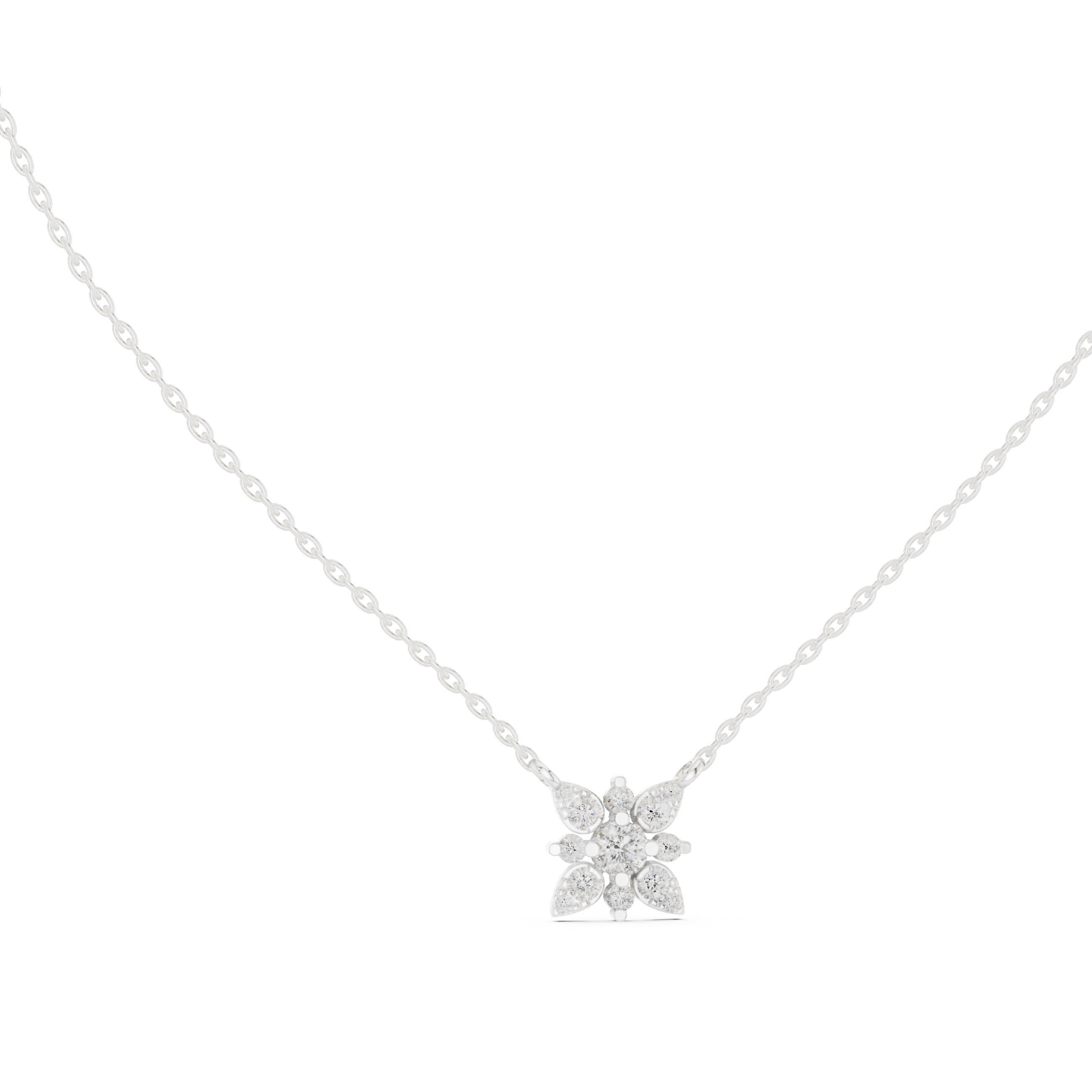 Minimal Flower Diamond Necklace, Stylish Rose Gold Floral Pendant for Daily Wear