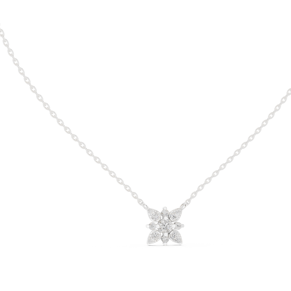 Minimal Flower Diamond Necklace, Stylish Rose Gold Floral Pendant for Daily Wear