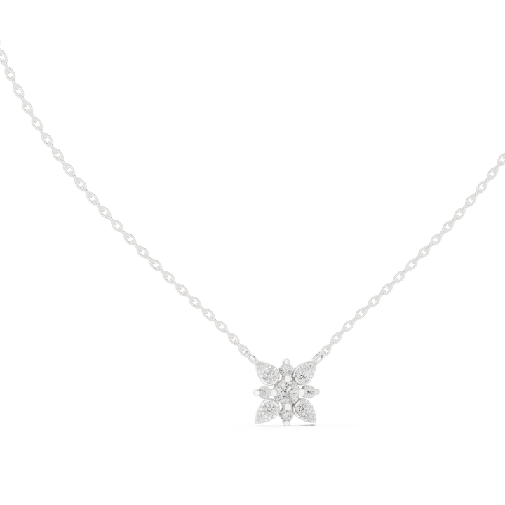 Minimal Flower Diamond Necklace, Stylish Rose Gold Floral Pendant for Daily Wear