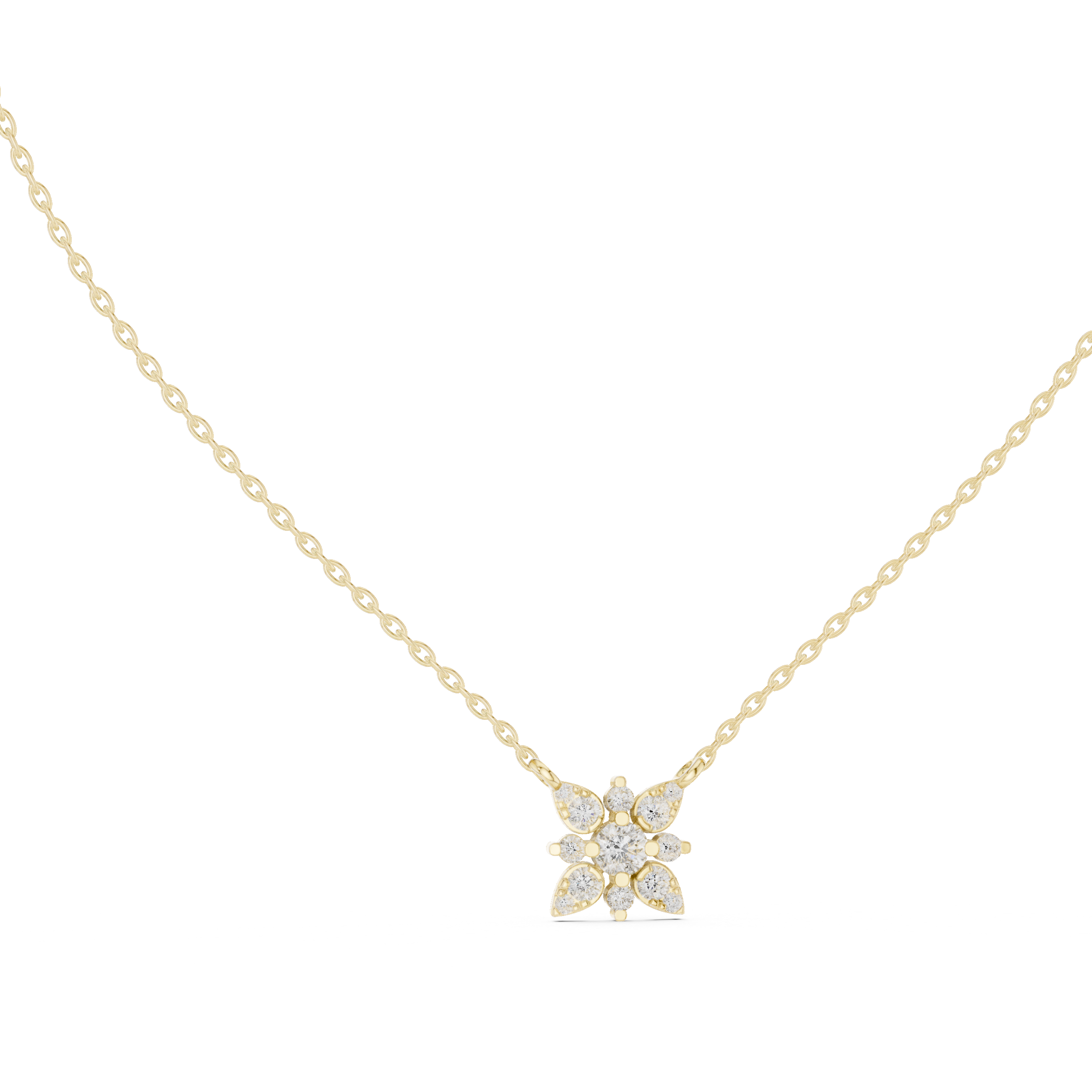 Minimal Flower Diamond Necklace, Stylish Rose Gold Floral Pendant for Daily Wear