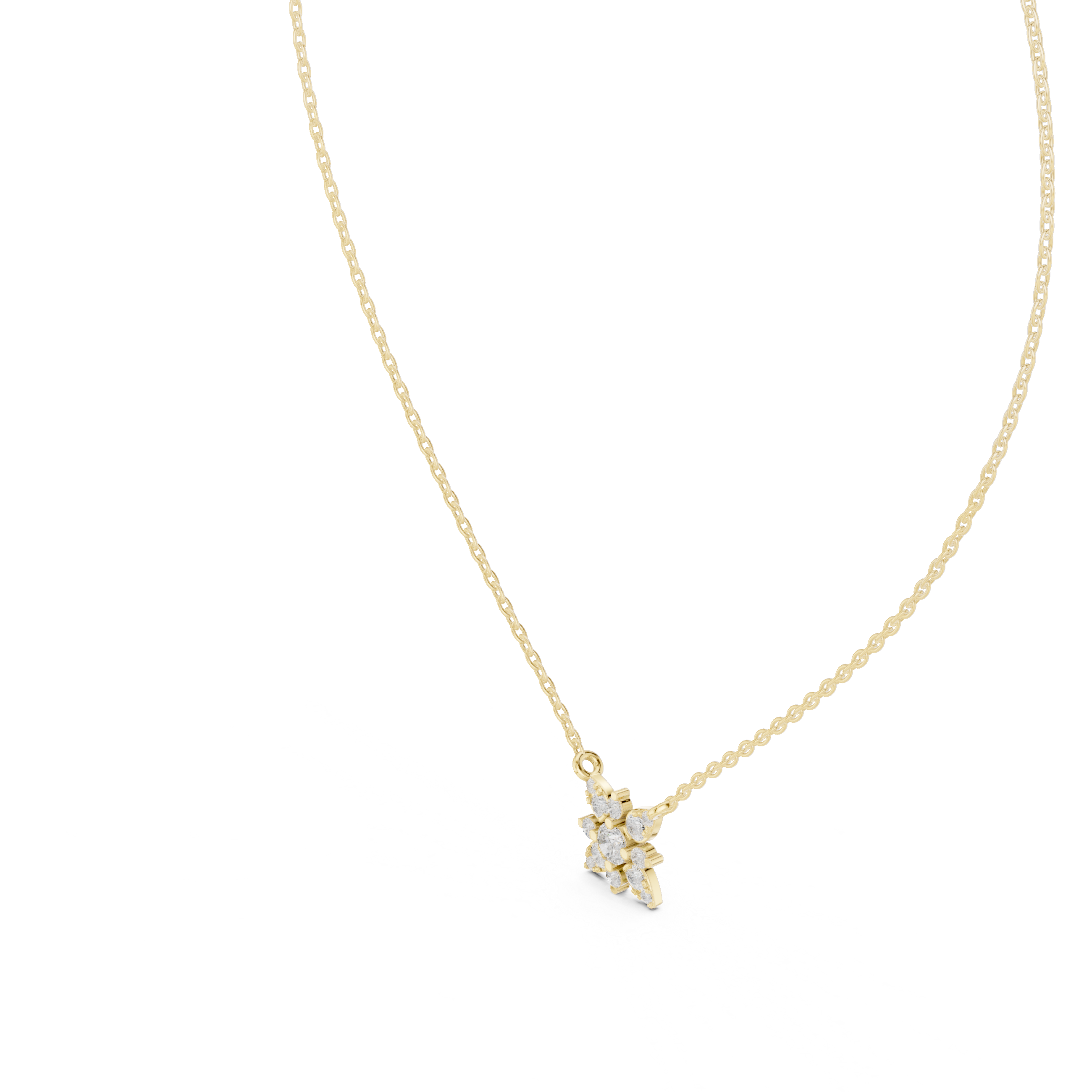 Minimal Flower Diamond Necklace, Stylish Rose Gold Floral Pendant for Daily Wear