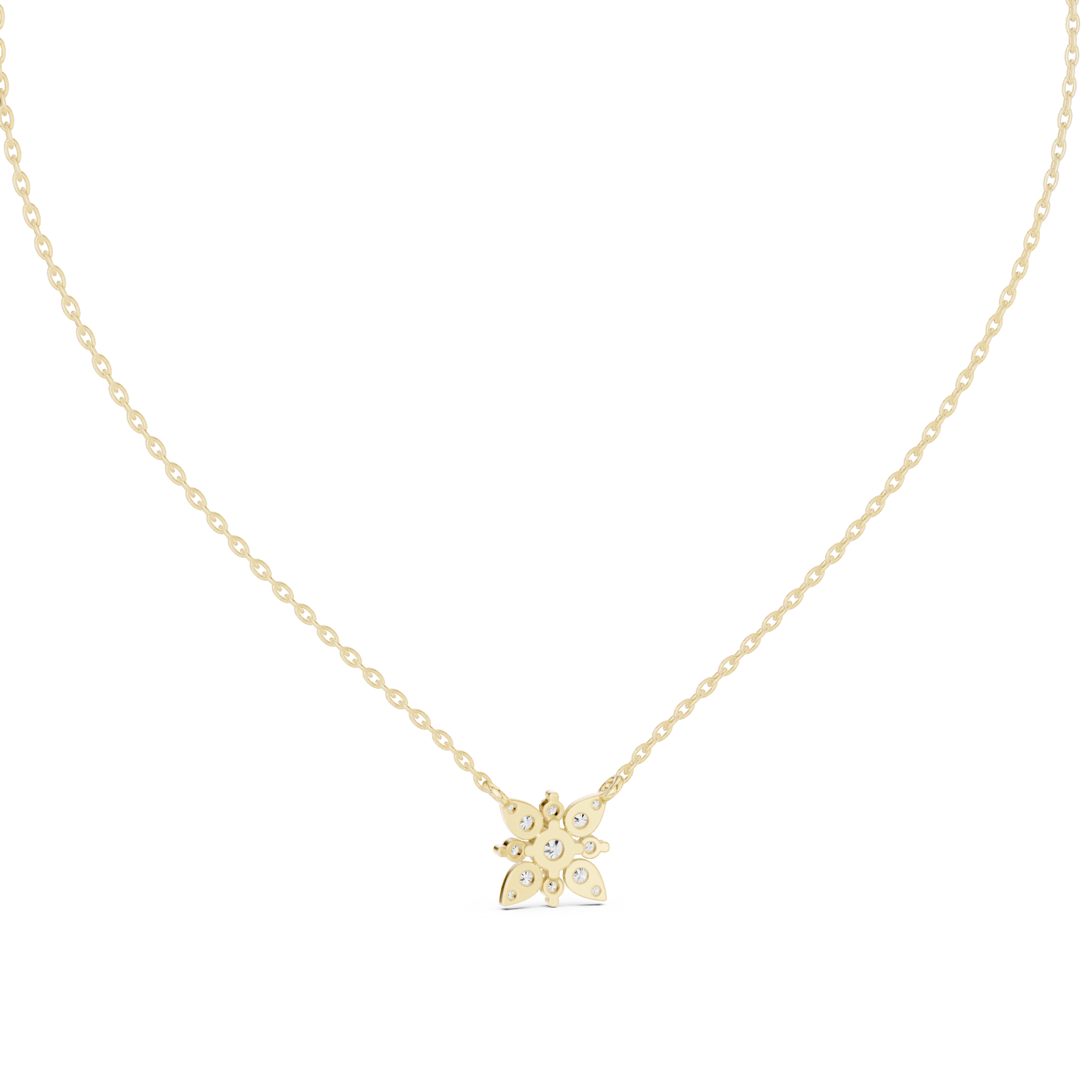 Minimal Flower Diamond Necklace, Stylish Rose Gold Floral Pendant for Daily Wear