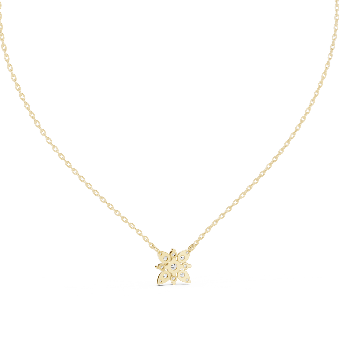 Minimal Flower Diamond Necklace, Stylish Rose Gold Floral Pendant for Daily Wear