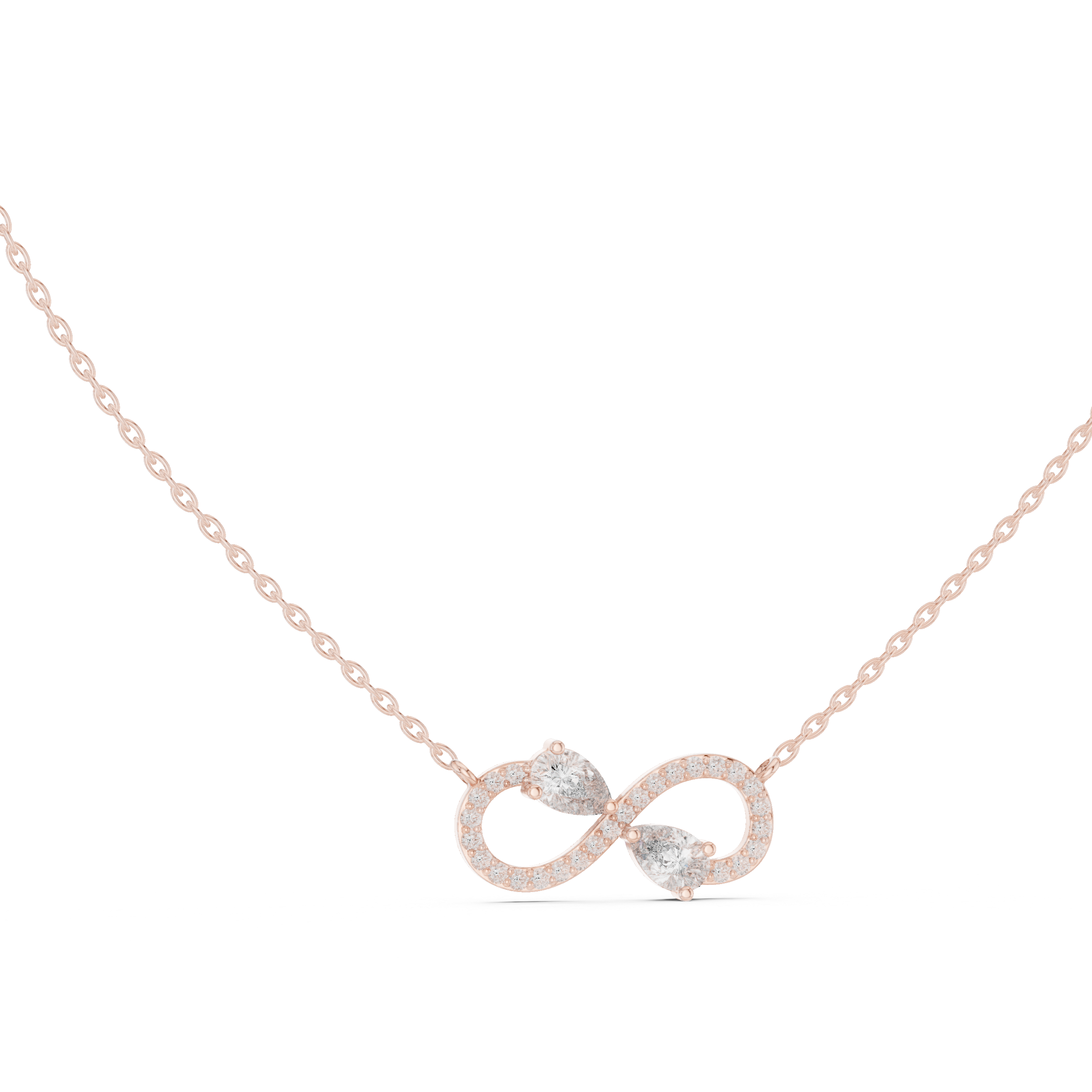 Infinity Diamond Necklace, Rose Gold Pendant for Wedding & Anniversary Gift