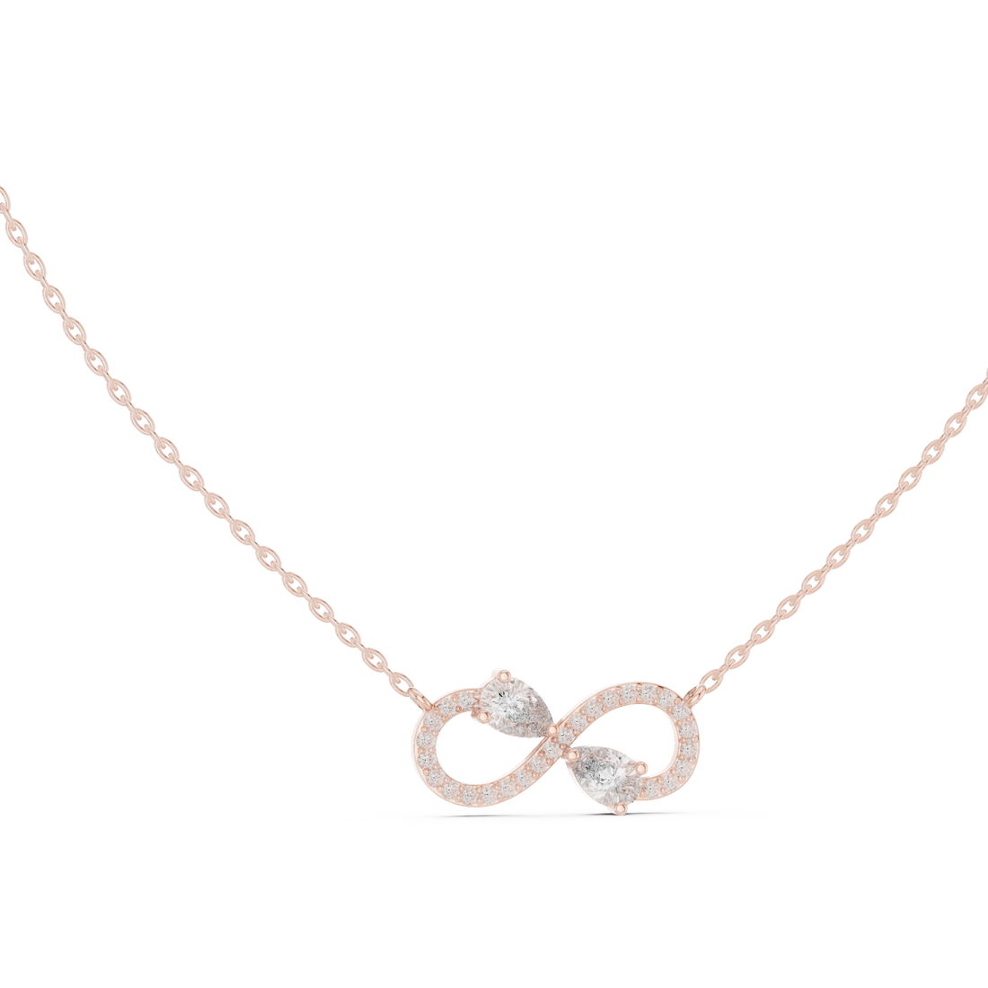 Infinity Diamond Necklace, Rose Gold Pendant for Wedding & Anniversary Gift