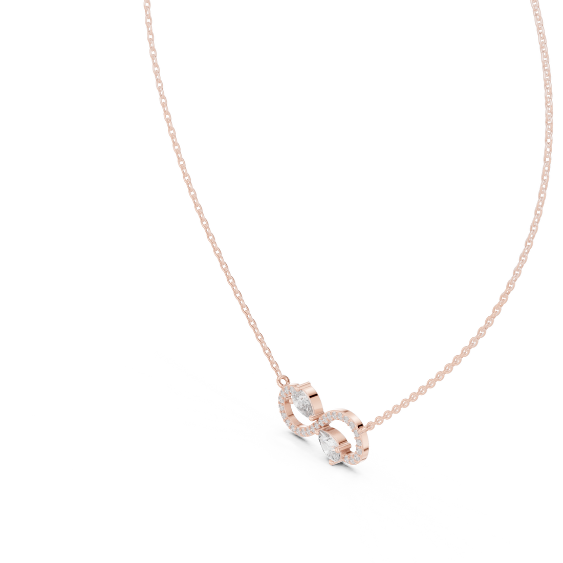 Infinity Diamond Necklace, Rose Gold Pendant for Wedding & Anniversary Gift