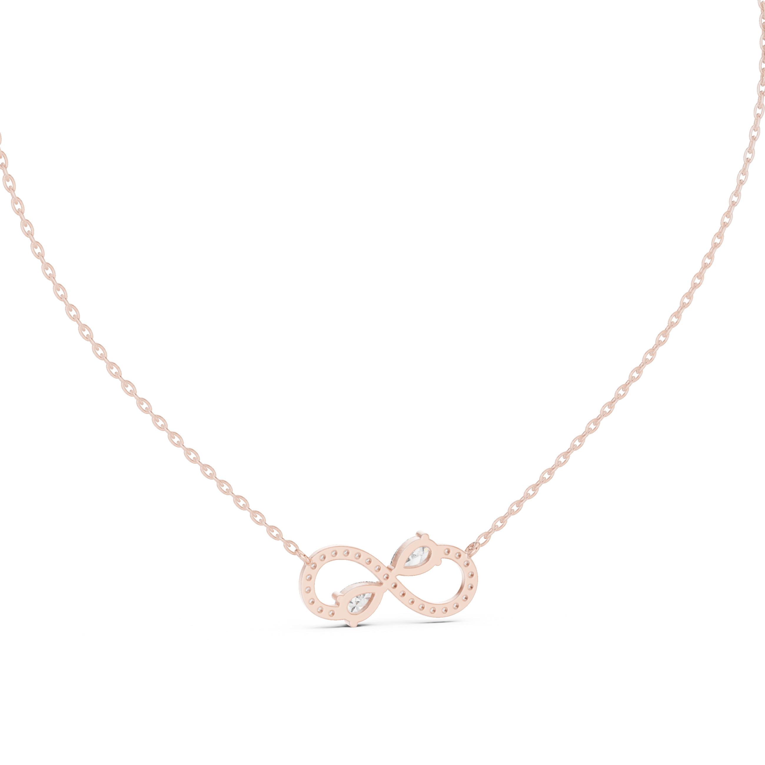 Infinity Diamond Necklace, Rose Gold Pendant for Wedding & Anniversary Gift