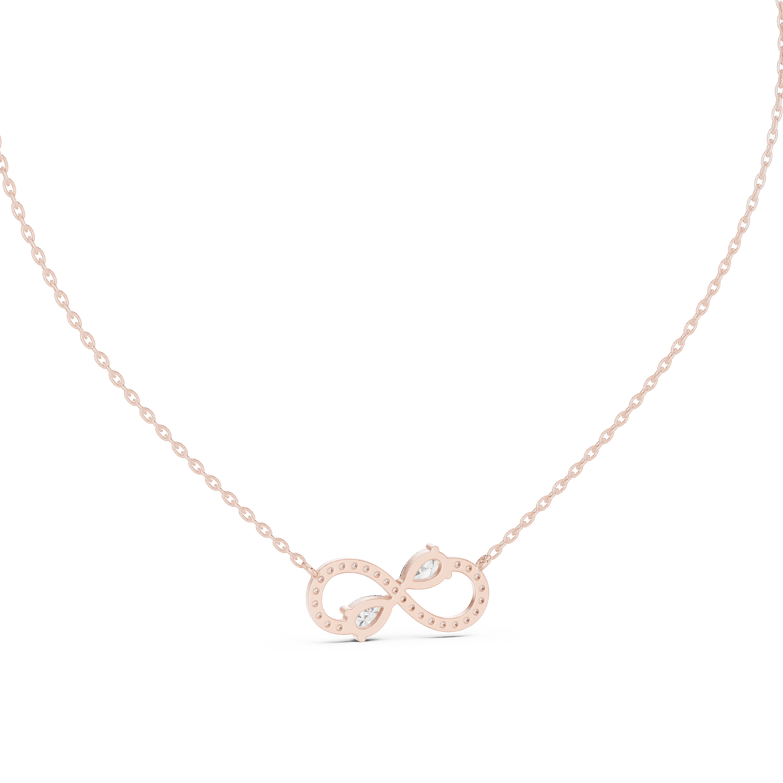 Infinity Diamond Necklace, Rose Gold Pendant for Wedding & Anniversary Gift