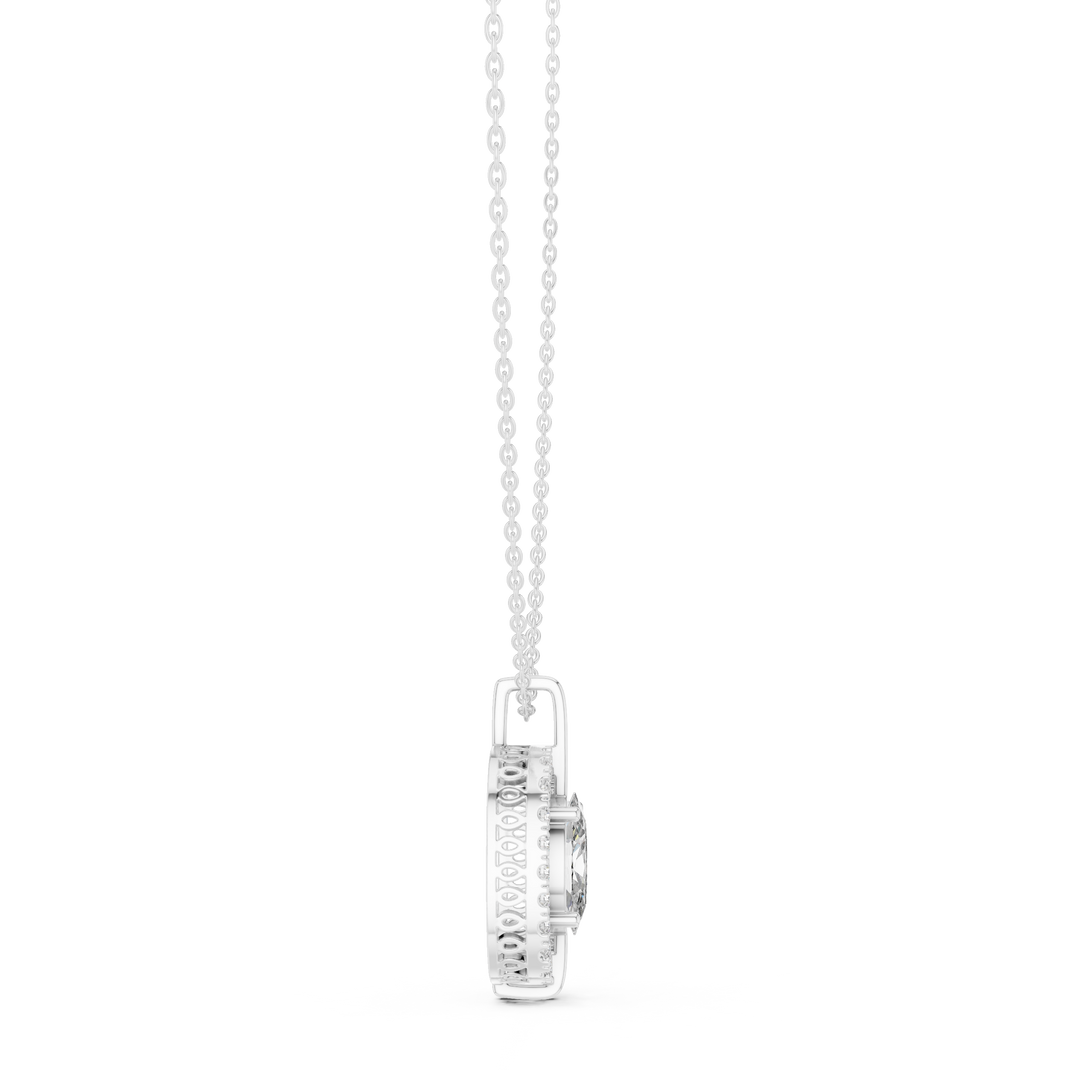 Oval Diamond Halo Pendant Necklace in Rose Gold, Elegant Minimal Necklace for Women Gift