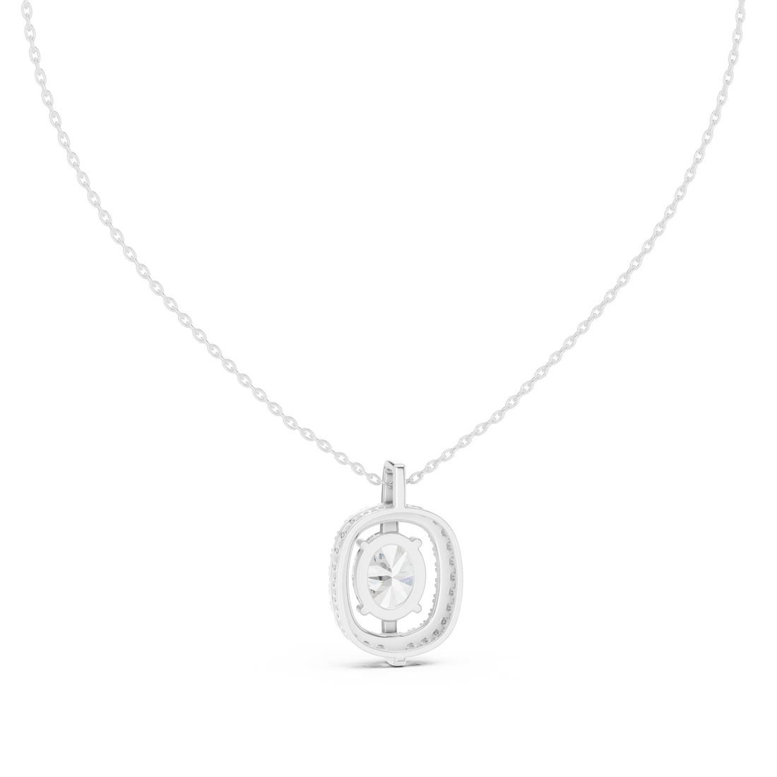 Oval Diamond Halo Pendant Necklace in Rose Gold, Elegant Minimal Necklace for Women Gift