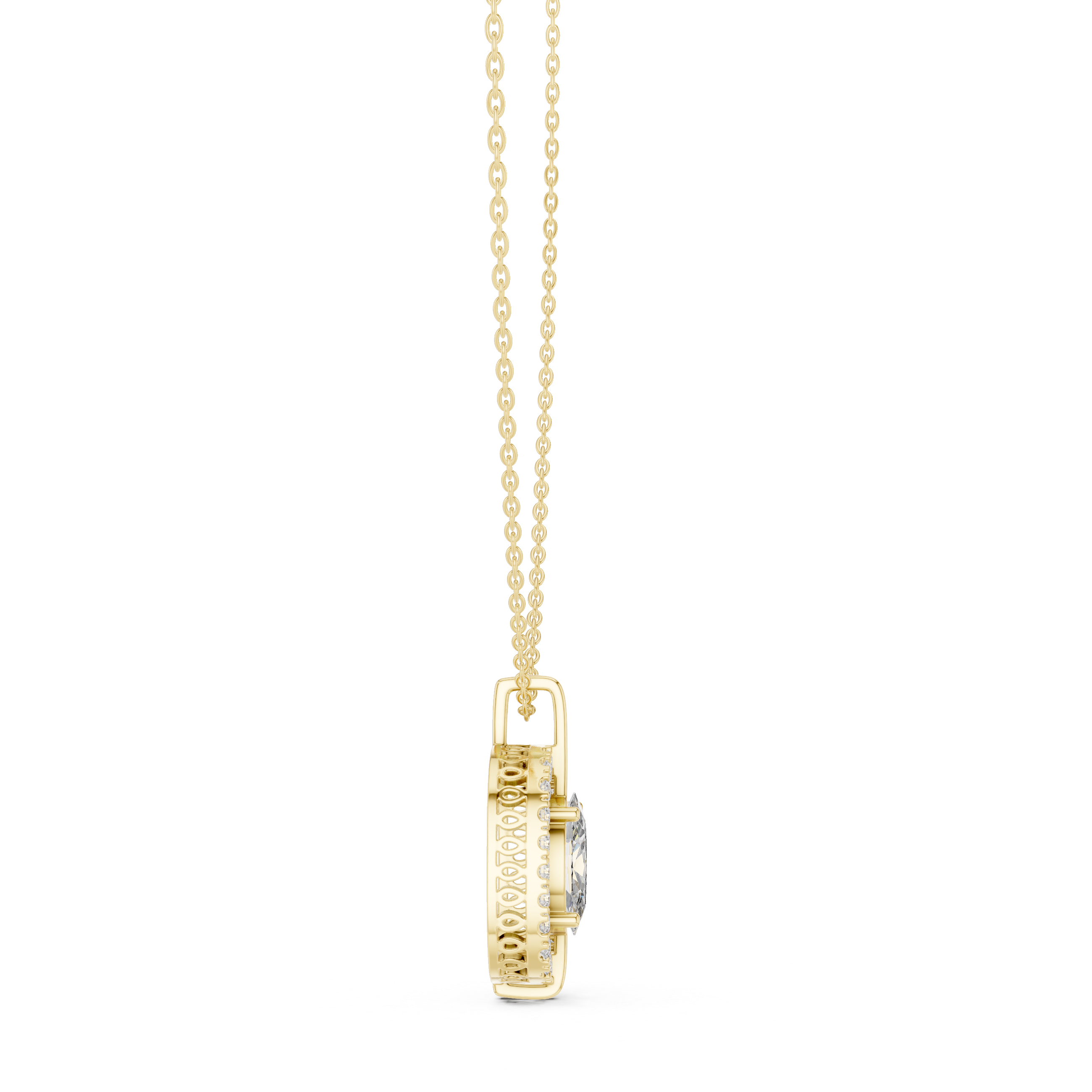 Oval Diamond Halo Pendant Necklace in Rose Gold, Elegant Minimal Necklace for Women Gift