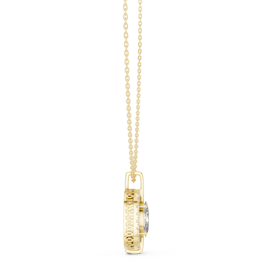 Oval Diamond Halo Pendant Necklace in Rose Gold, Elegant Minimal Necklace for Women Gift
