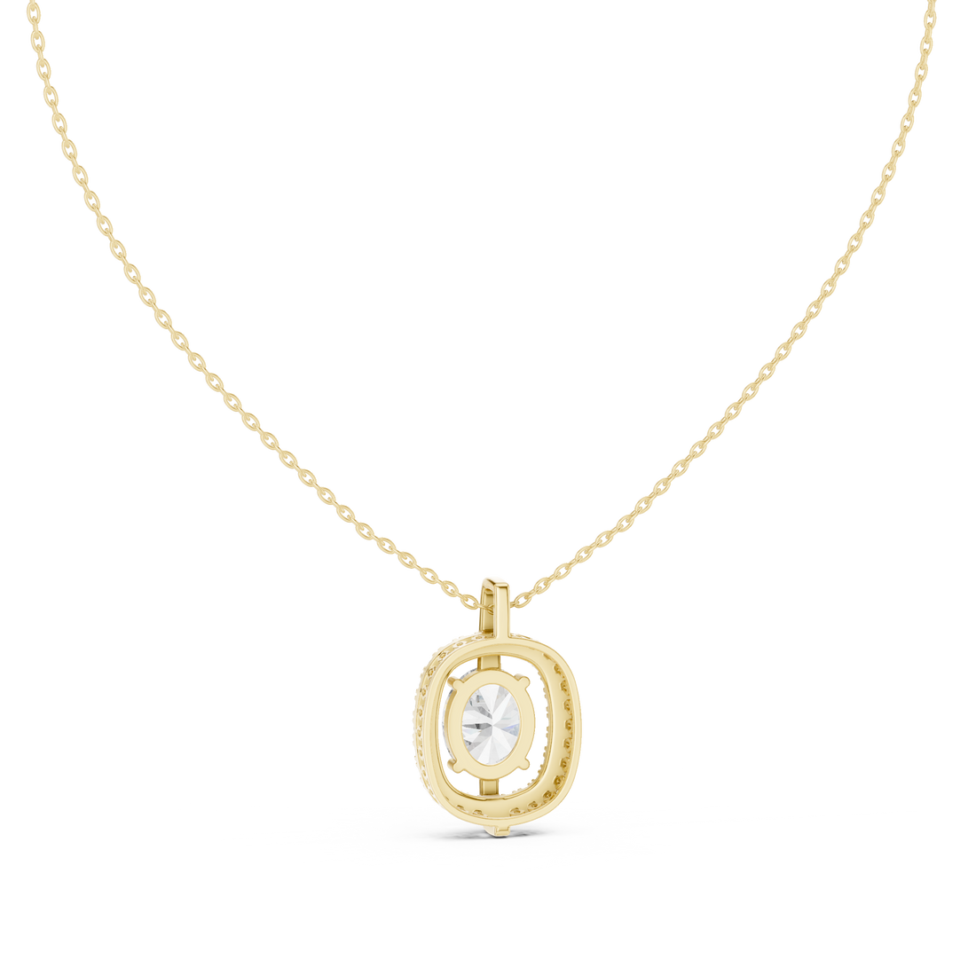 Oval Diamond Halo Pendant Necklace in Rose Gold, Elegant Minimal Necklace for Women Gift
