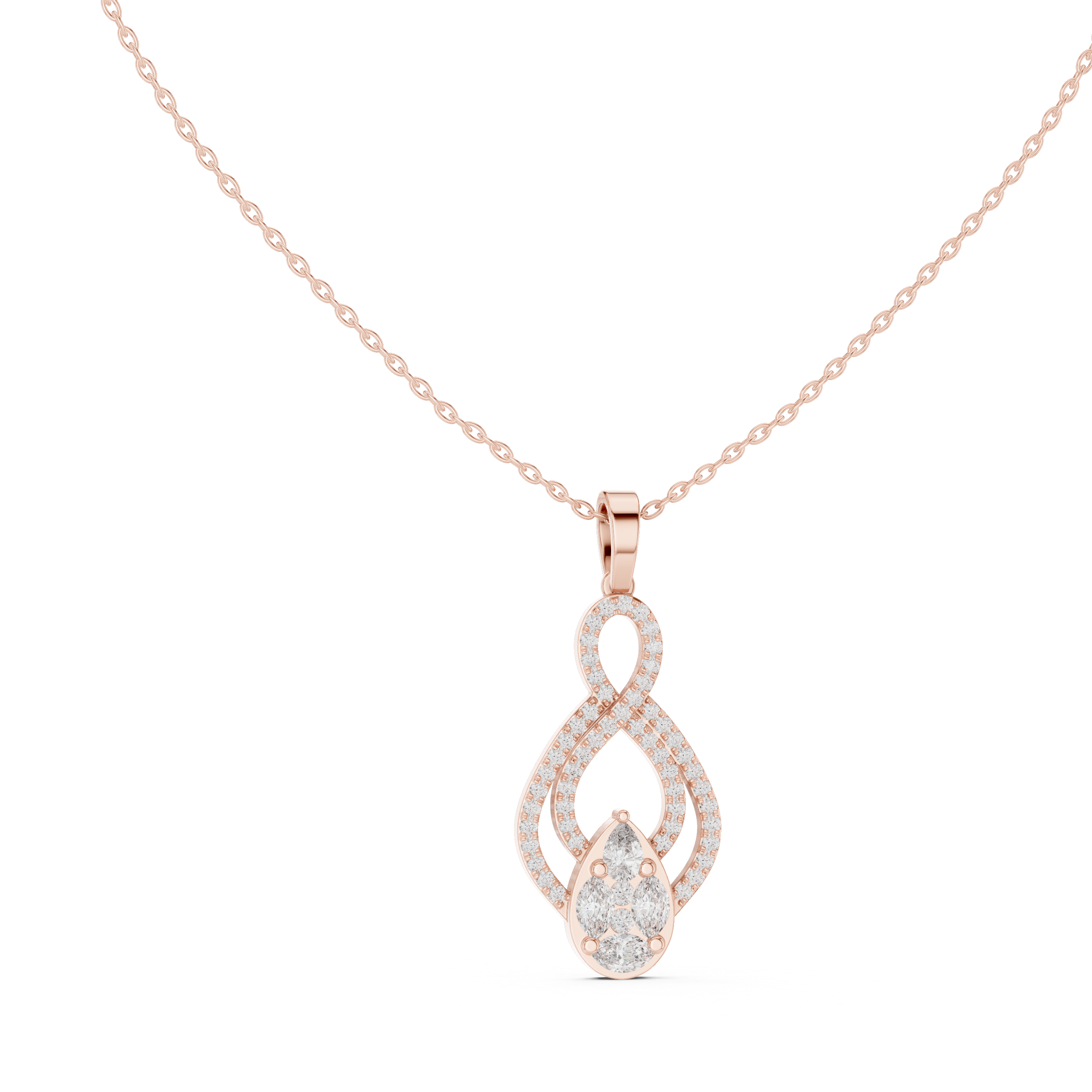 Oval Diamond Halo Pendant Necklace in Rose Gold, Elegant Minimal Necklace for Women Gift (Copy)