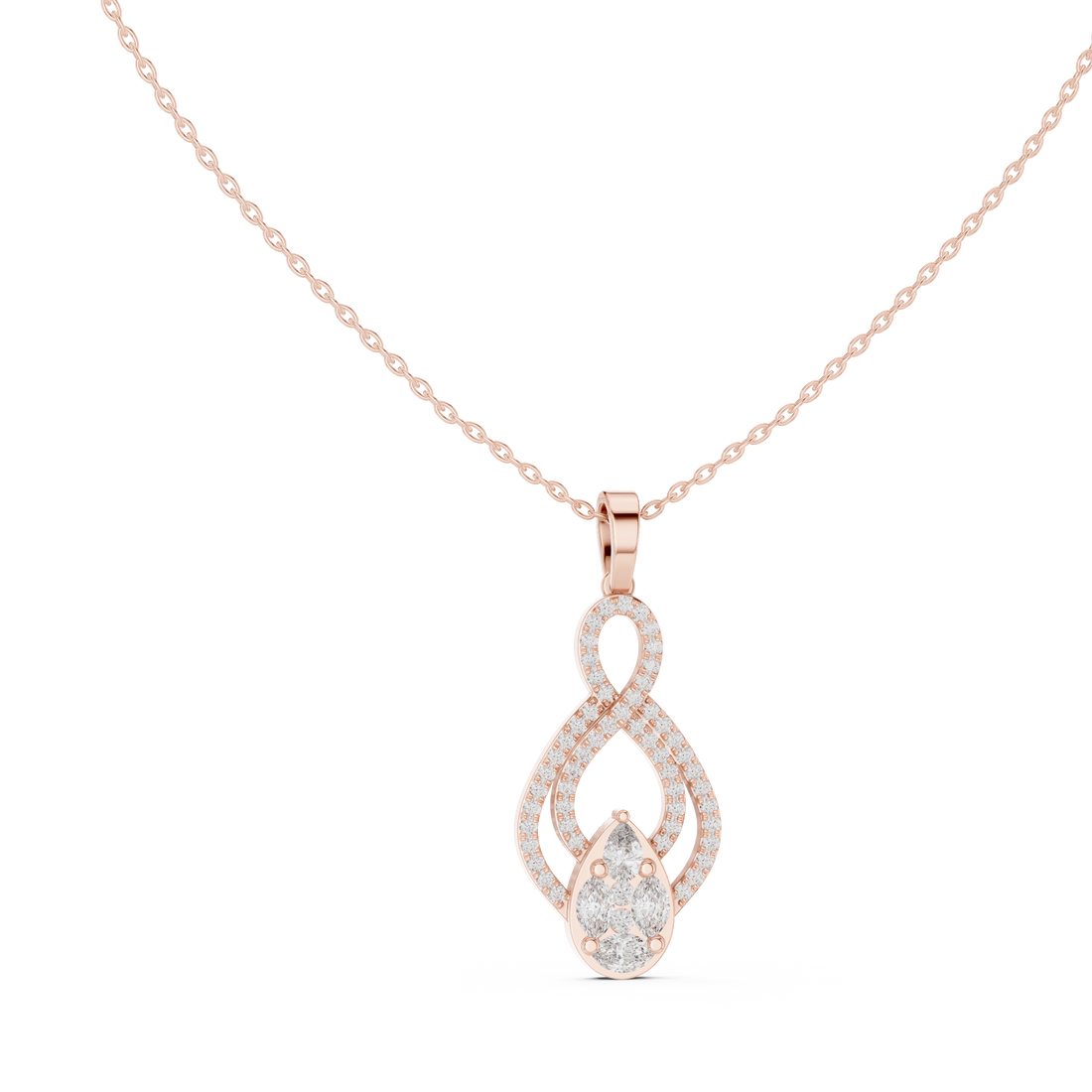 Oval Diamond Halo Pendant Necklace in Rose Gold, Elegant Minimal Necklace for Women Gift (Copy)