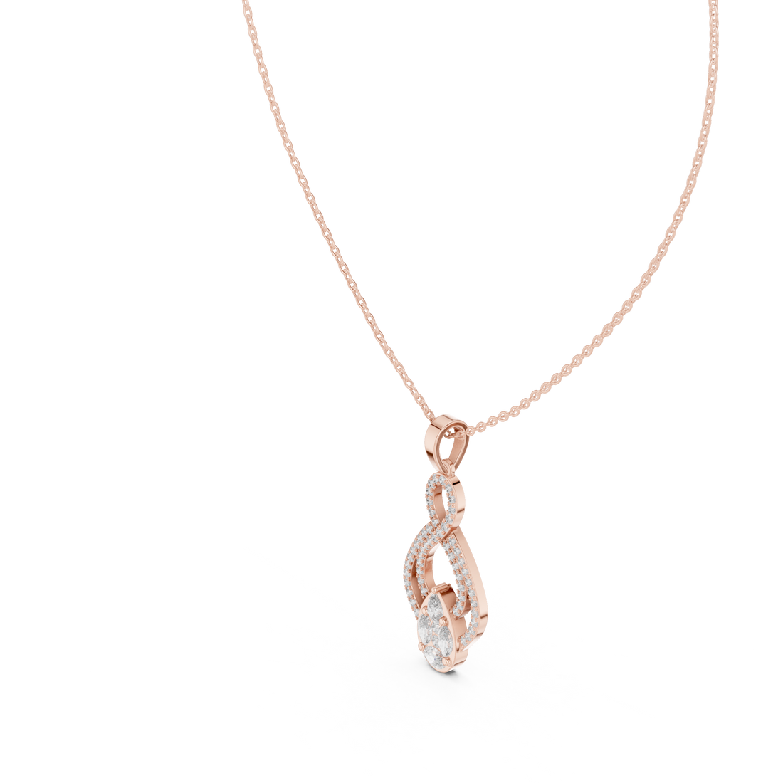 Oval Diamond Halo Pendant Necklace in Rose Gold, Elegant Minimal Necklace for Women Gift (Copy)
