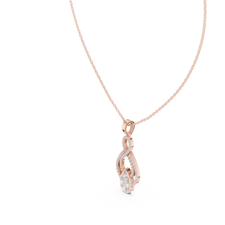 Oval Diamond Halo Pendant Necklace in Rose Gold, Elegant Minimal Necklace for Women Gift (Copy)