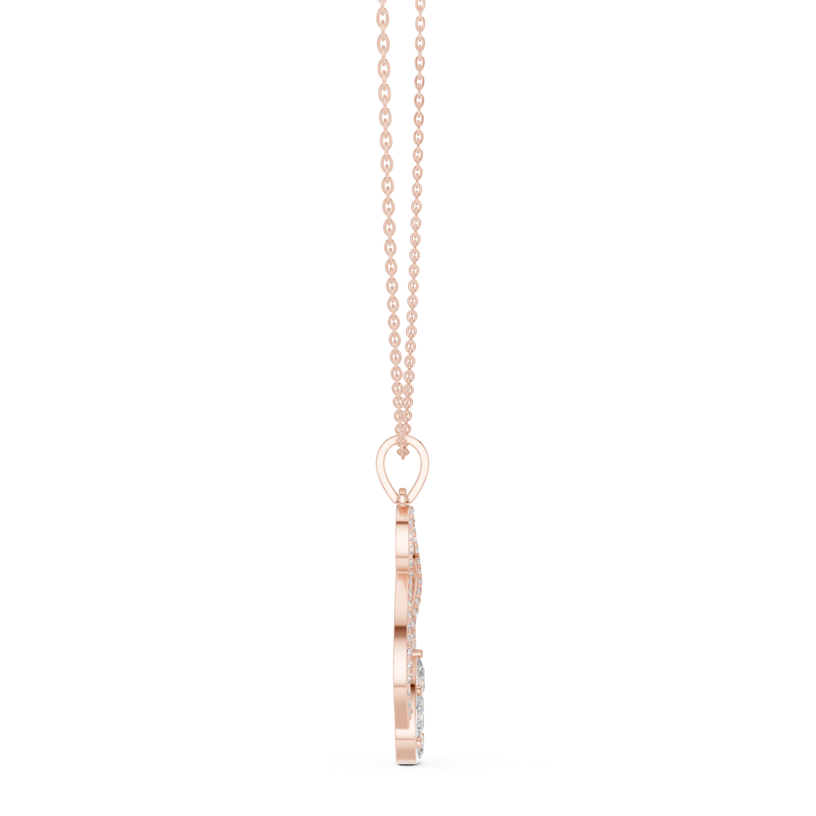 Oval Diamond Halo Pendant Necklace in Rose Gold, Elegant Minimal Necklace for Women Gift (Copy)