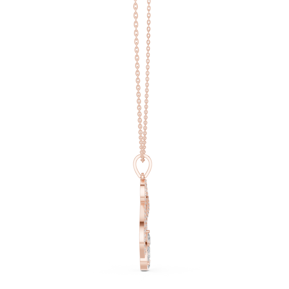 Oval Diamond Halo Pendant Necklace in Rose Gold, Elegant Minimal Necklace for Women Gift (Copy)