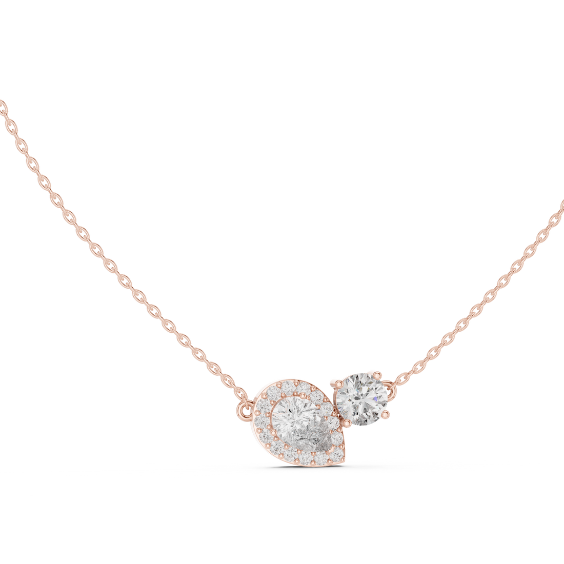 Dainty Diamond Pendant Necklace, Stylish Rose Gold Jewelry Gift for Her