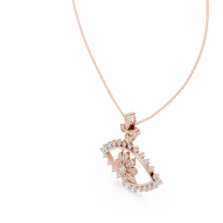 Evil Eye Round Diamond Necklace, Elegant White Gold Pendant for Wedding Gift