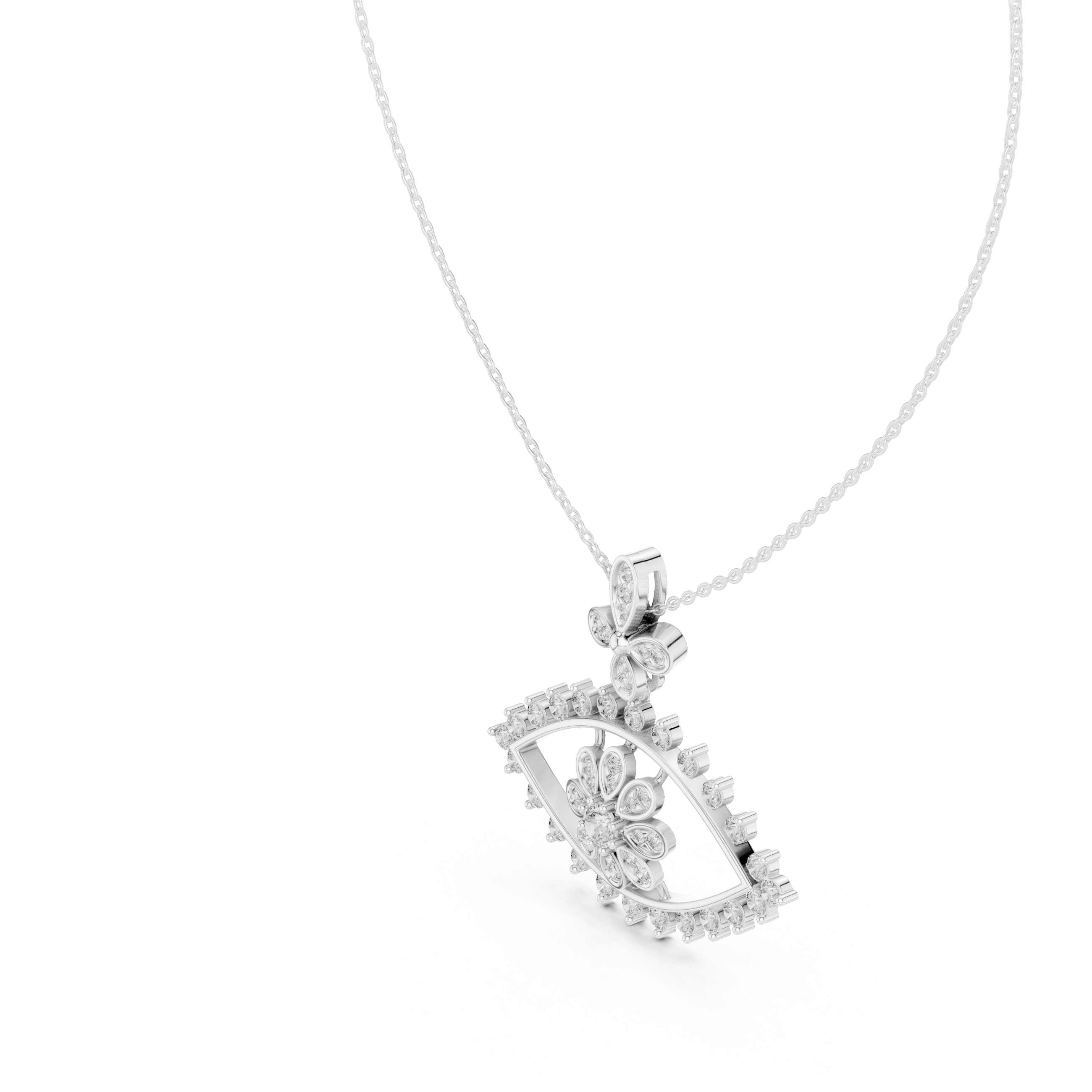 Evil Eye Round Diamond Necklace, Elegant White Gold Pendant for Wedding Gift