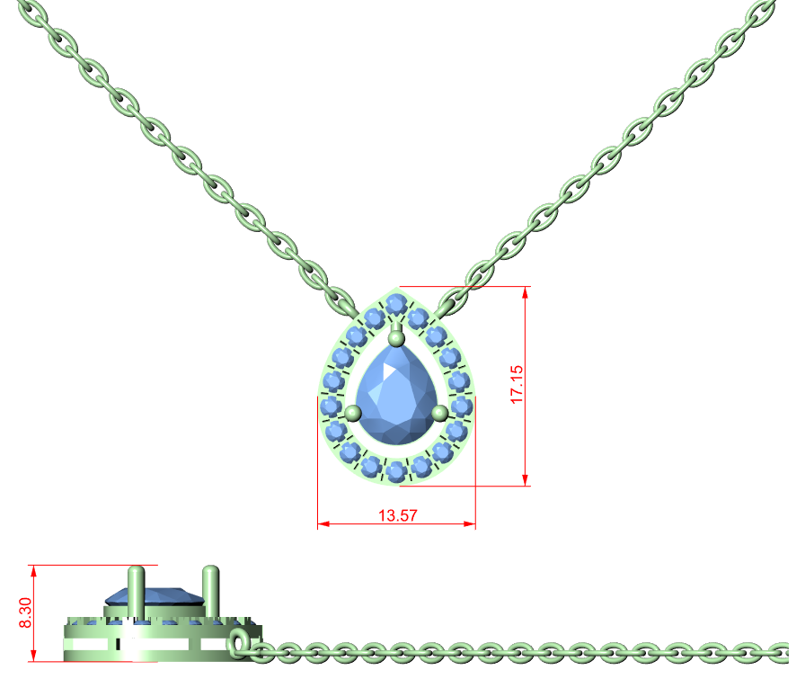 Modern Pear Cut Diamond Halo Pendant, Fine Rose Gold Necklace for Everyday Jewelry