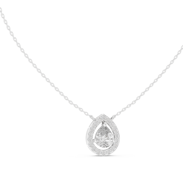 Modern Pear Cut Diamond Halo Pendant, Fine Rose Gold Necklace for Everyday Jewelry