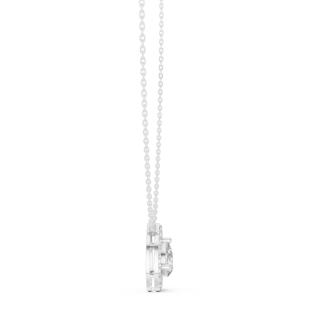 Modern Pear Cut Diamond Halo Pendant, Fine Rose Gold Necklace for Everyday Jewelry
