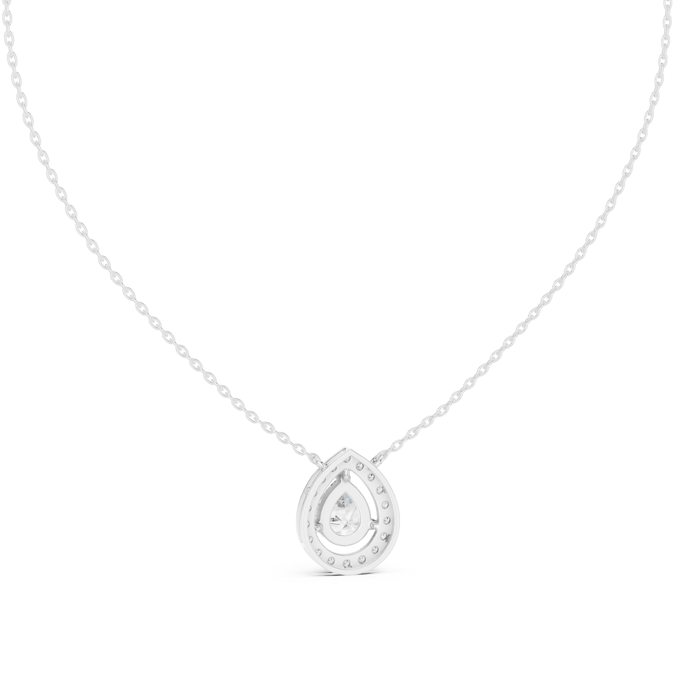 Modern Pear Cut Diamond Halo Pendant, Fine Rose Gold Necklace for Everyday Jewelry