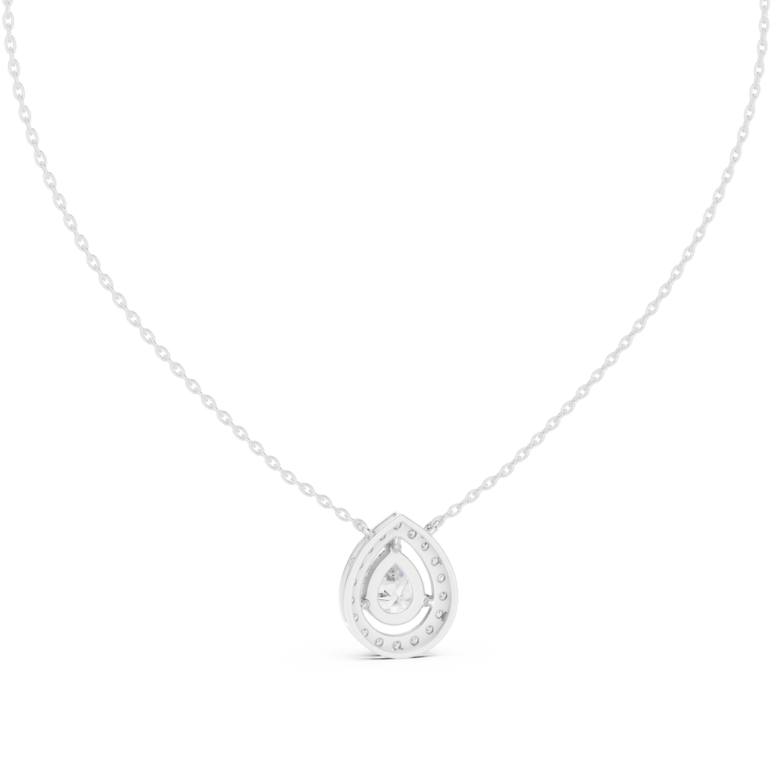 Modern Pear Cut Diamond Halo Pendant, Fine Rose Gold Necklace for Everyday Jewelry