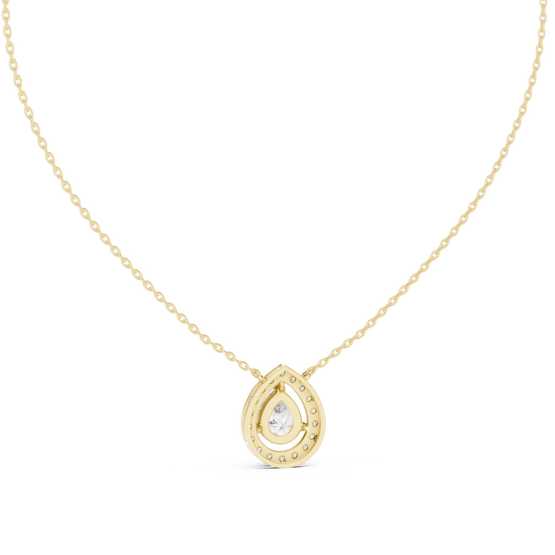 Modern Pear Cut Diamond Halo Pendant, Fine Rose Gold Necklace for Everyday Jewelry