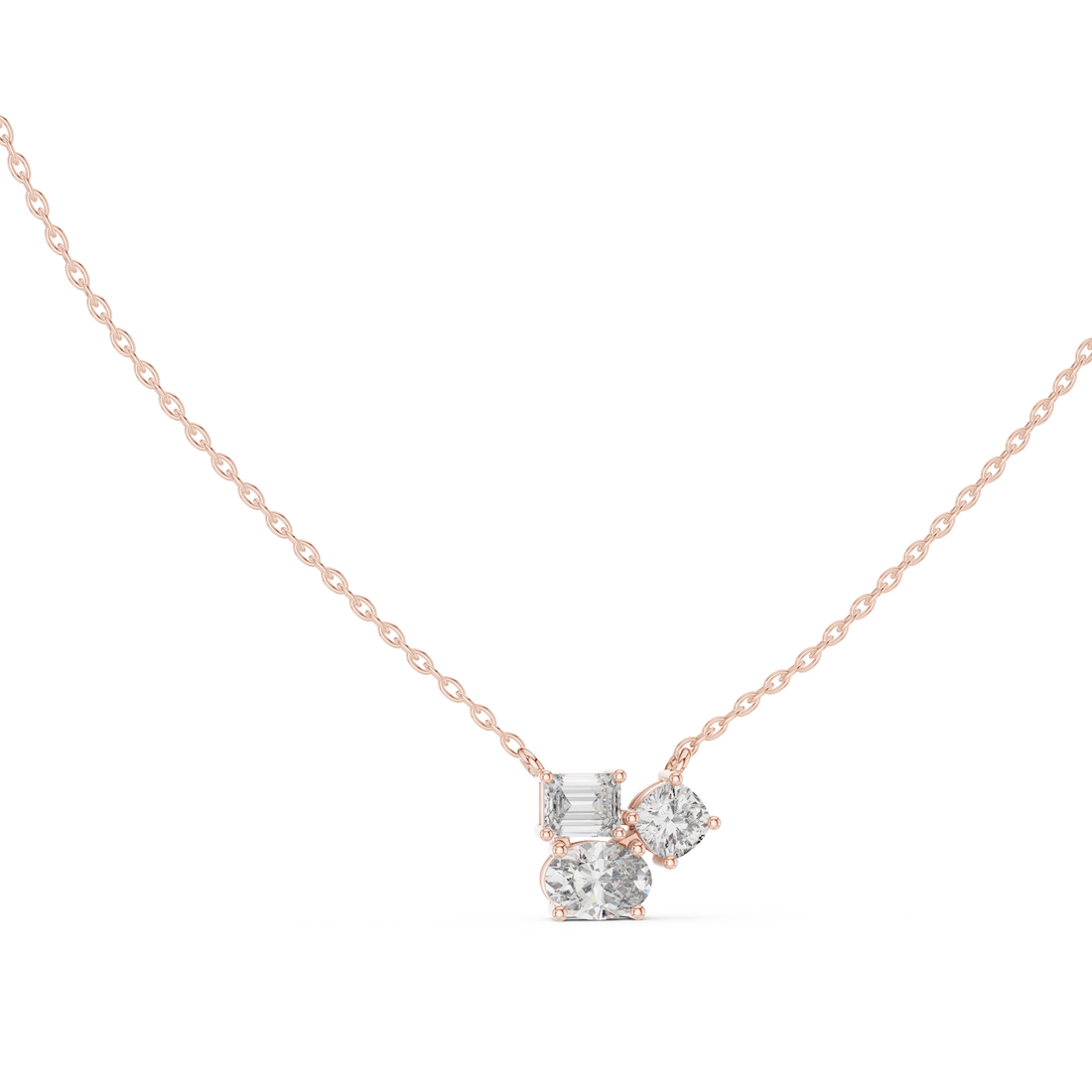 Trilogy Diamond Pendant Necklace, Three Stone Minimal Jewelry for Anniversary Gift