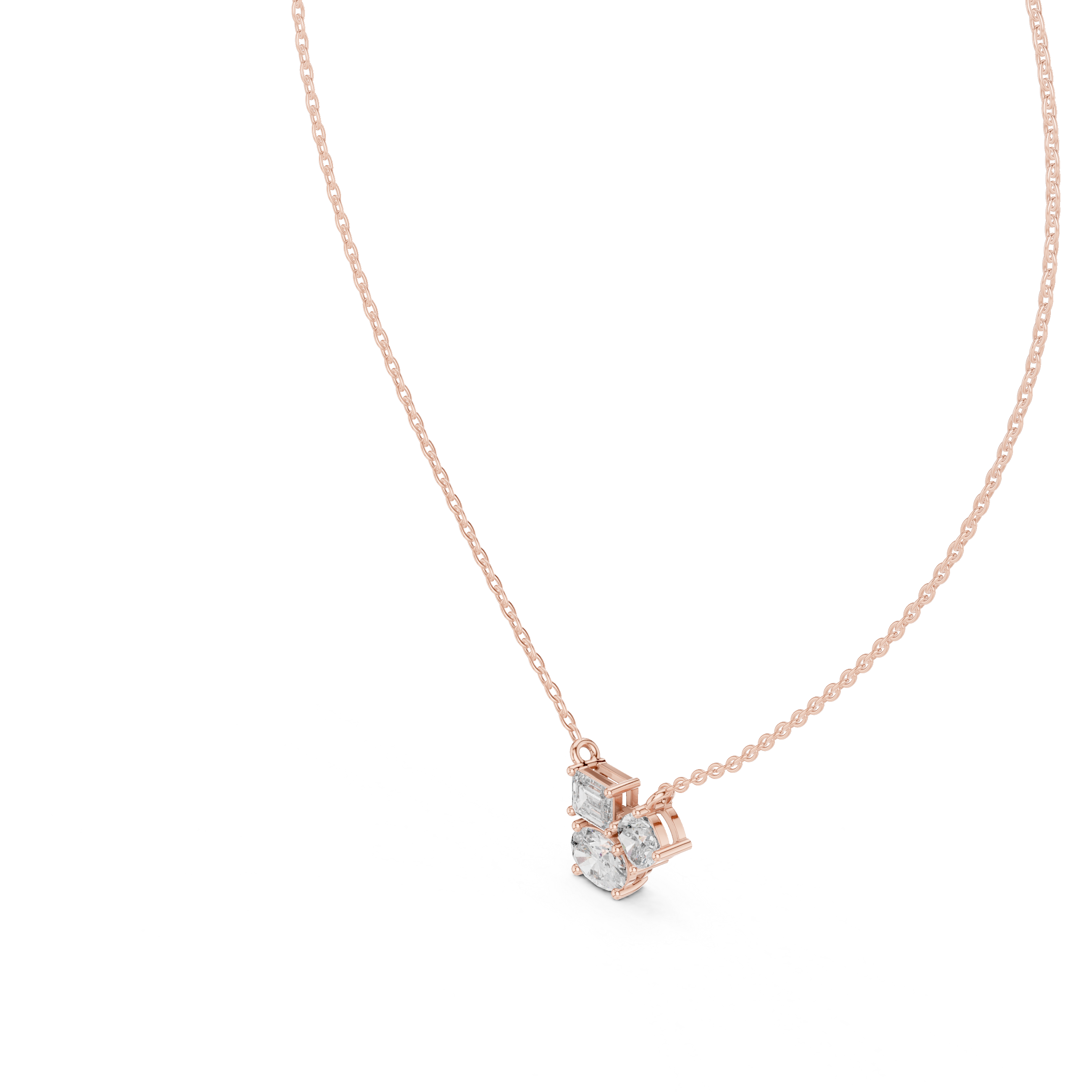 Trilogy Diamond Pendant Necklace, Three Stone Minimal Jewelry for Anniversary Gift