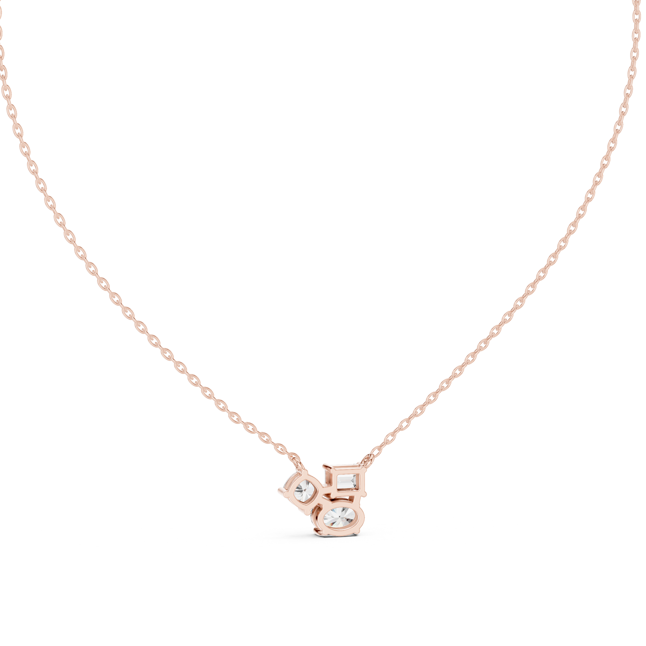 Trilogy Diamond Pendant Necklace, Three Stone Minimal Jewelry for Anniversary Gift
