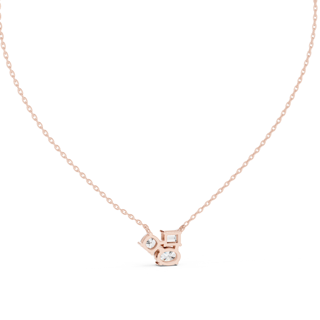 Trilogy Diamond Pendant Necklace, Three Stone Minimal Jewelry for Anniversary Gift