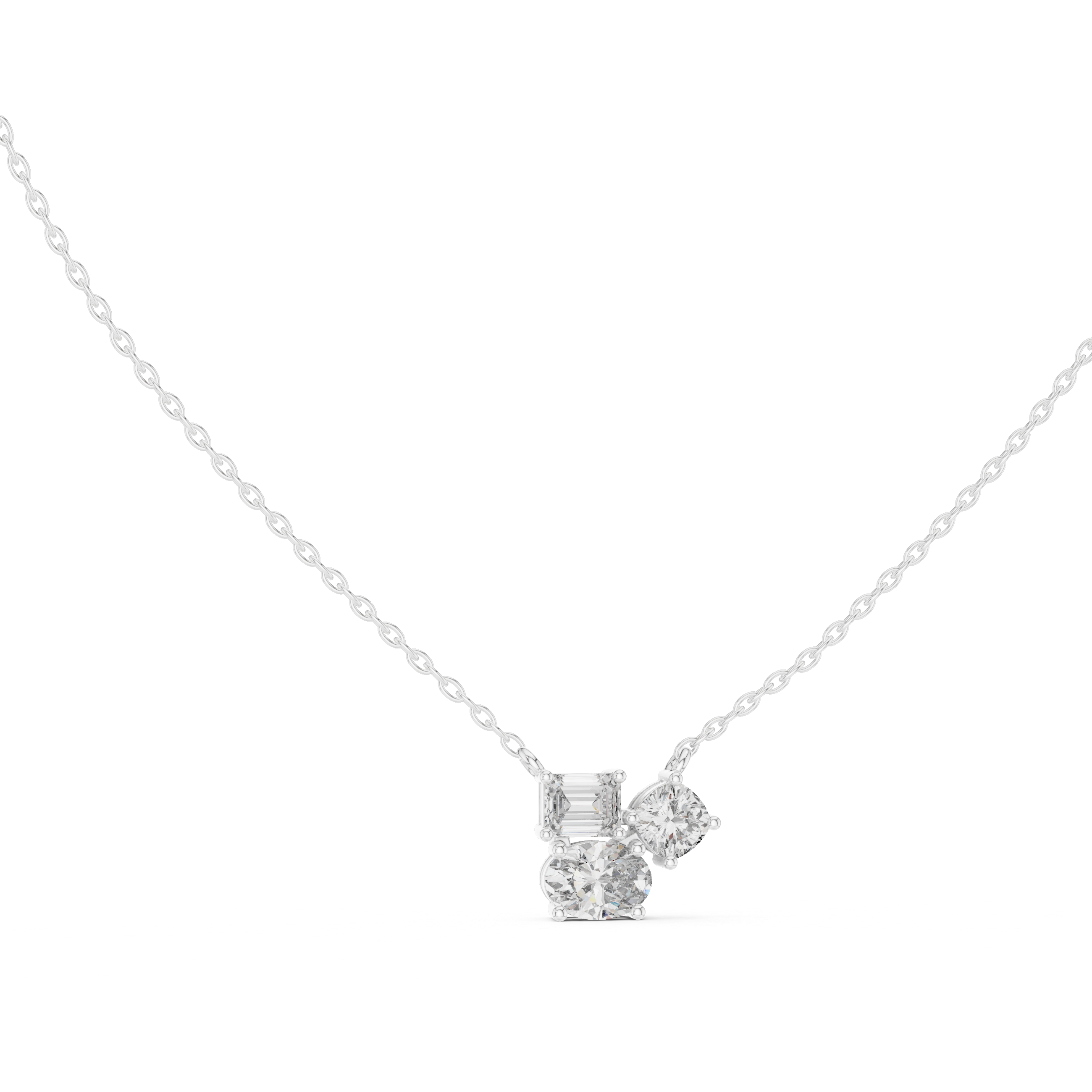 Trilogy Diamond Pendant Necklace, Three Stone Minimal Jewelry for Anniversary Gift
