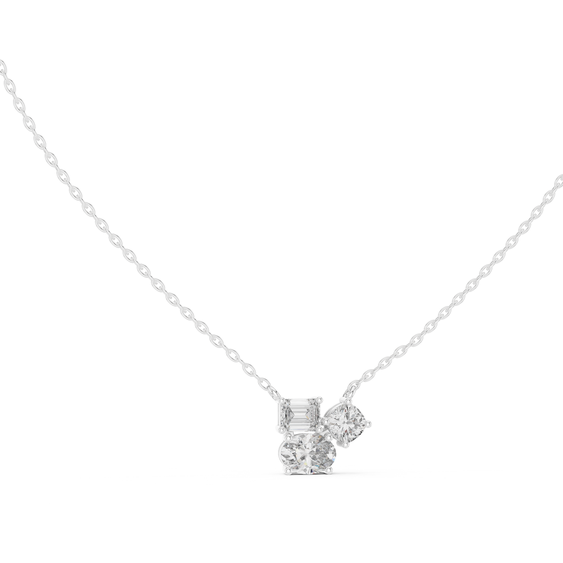 Trilogy Diamond Pendant Necklace, Three Stone Minimal Jewelry for Anniversary Gift