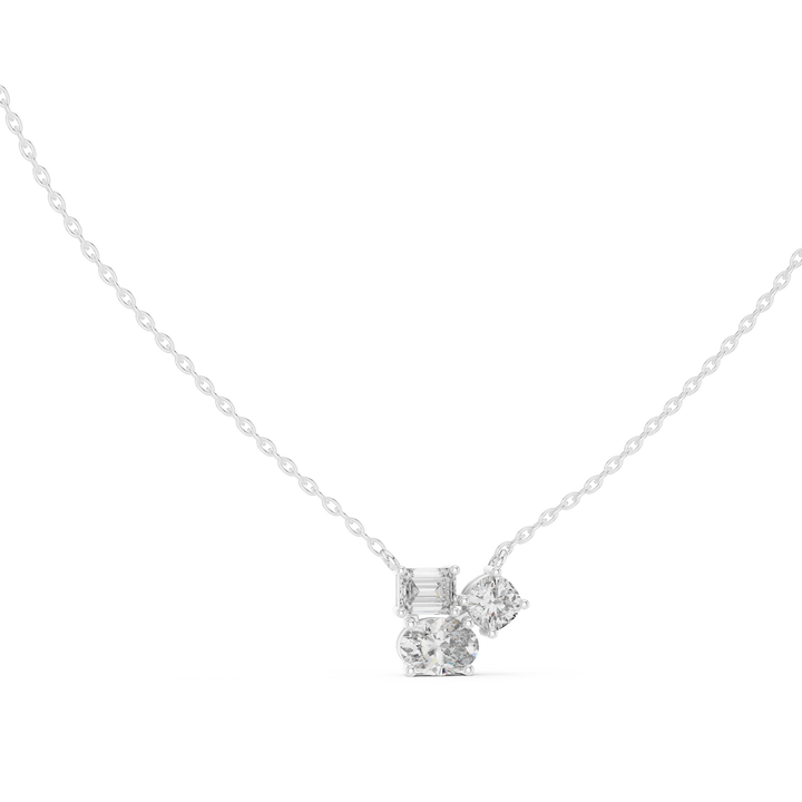 Trilogy Diamond Pendant Necklace, Three Stone Minimal Jewelry for Anniversary Gift