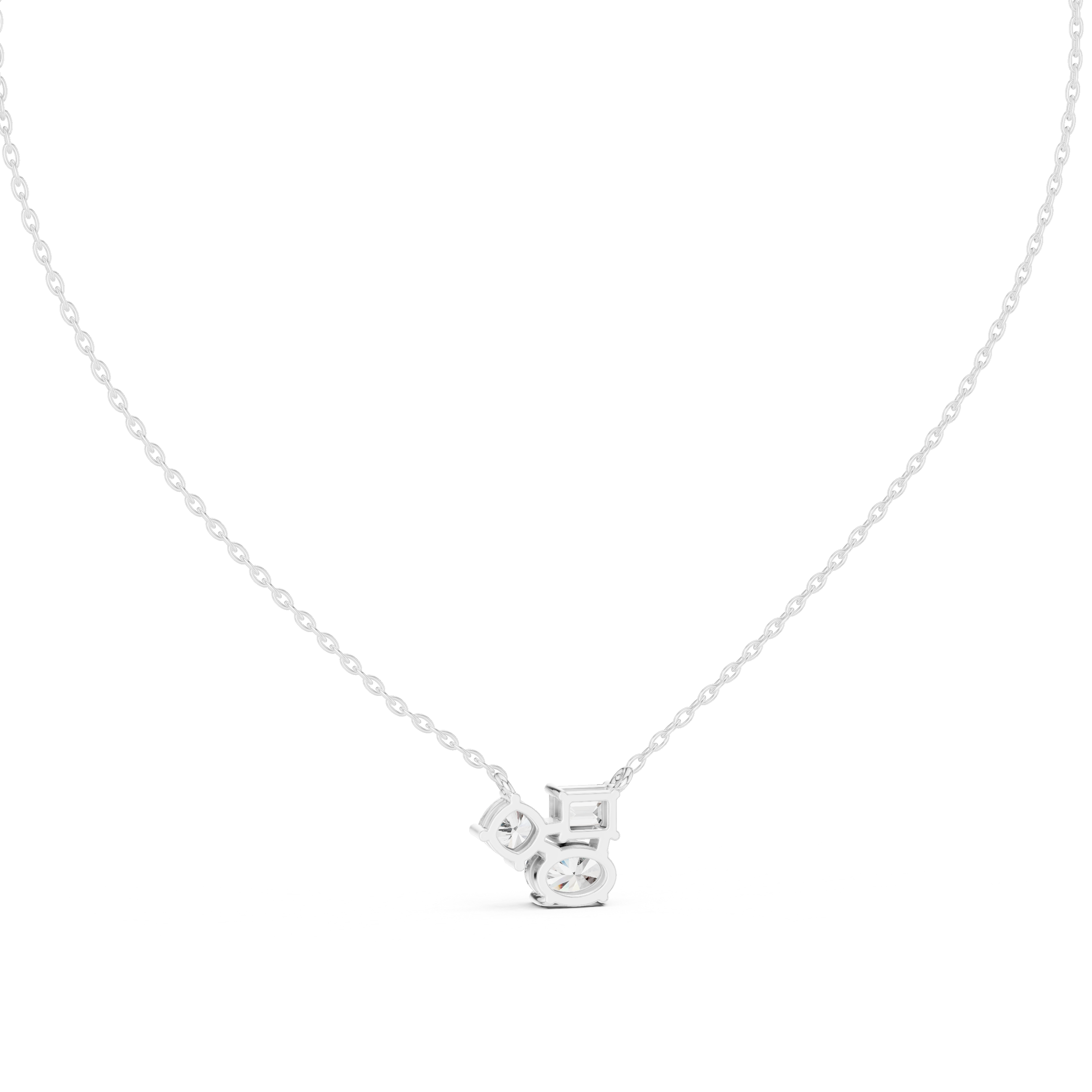 Trilogy Diamond Pendant Necklace, Three Stone Minimal Jewelry for Anniversary Gift