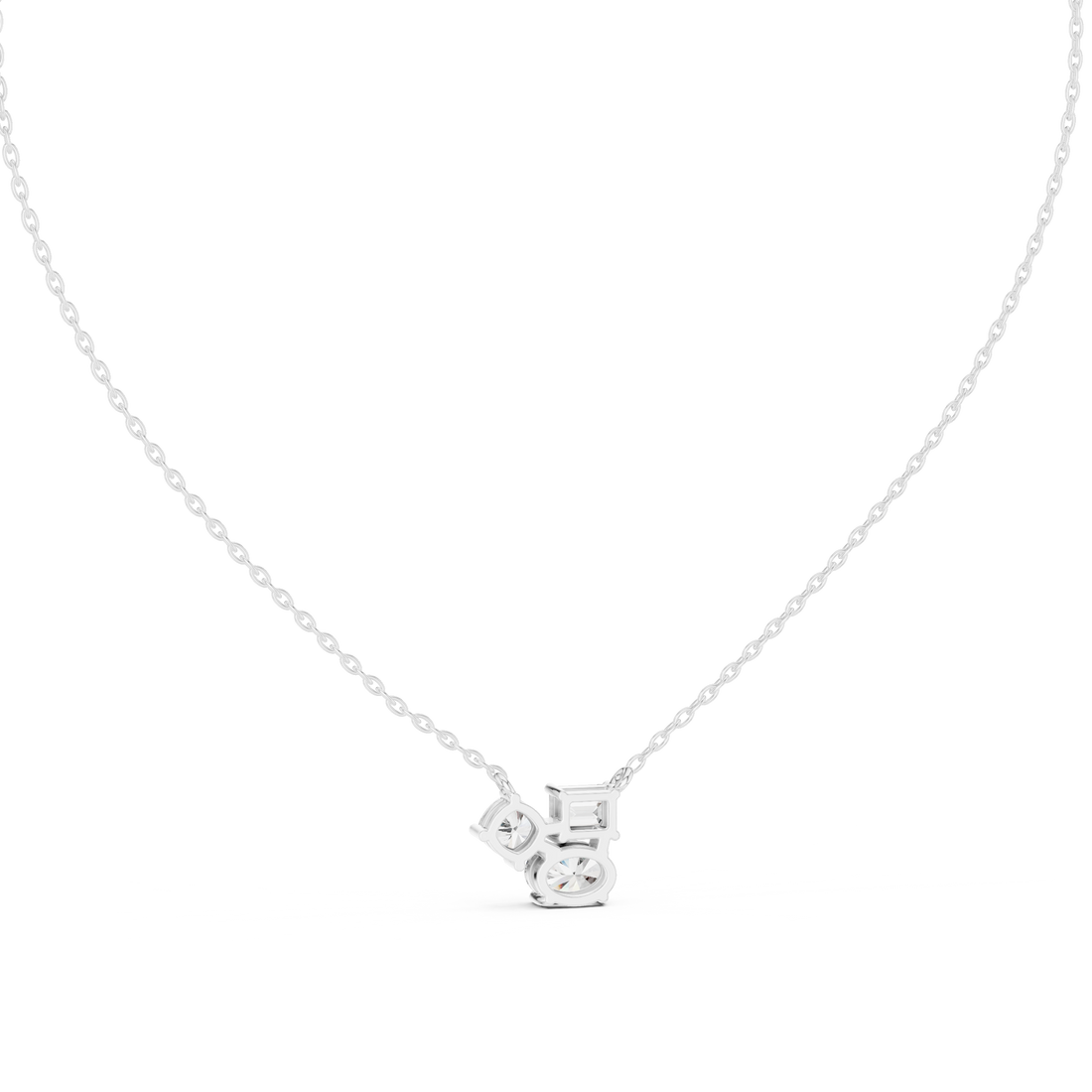 Trilogy Diamond Pendant Necklace, Three Stone Minimal Jewelry for Anniversary Gift