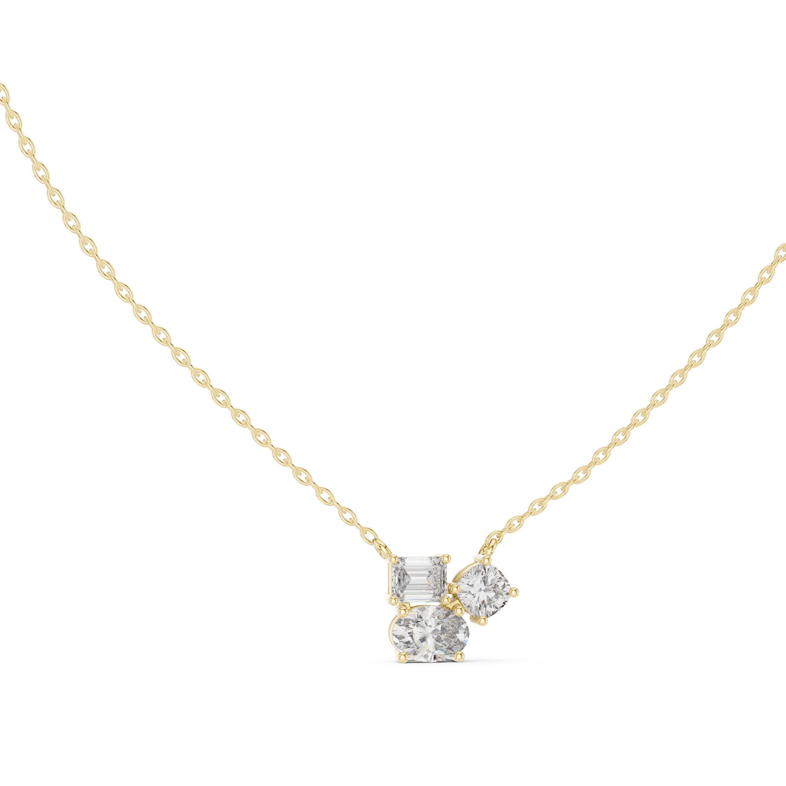 Trilogy Diamond Pendant Necklace, Three Stone Minimal Jewelry for Anniversary Gift