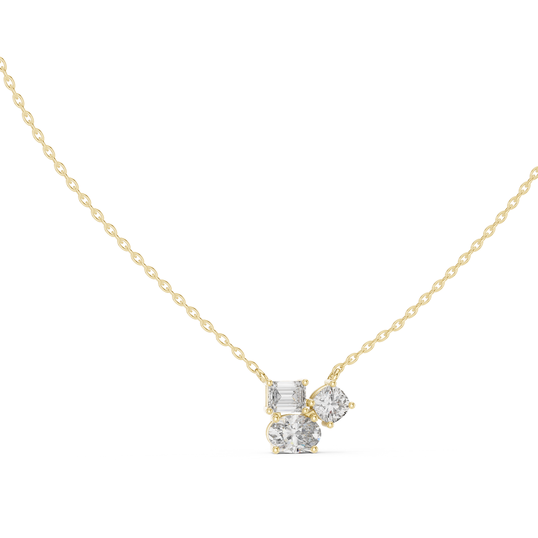Trilogy Diamond Pendant Necklace, Three Stone Minimal Jewelry for Anniversary Gift