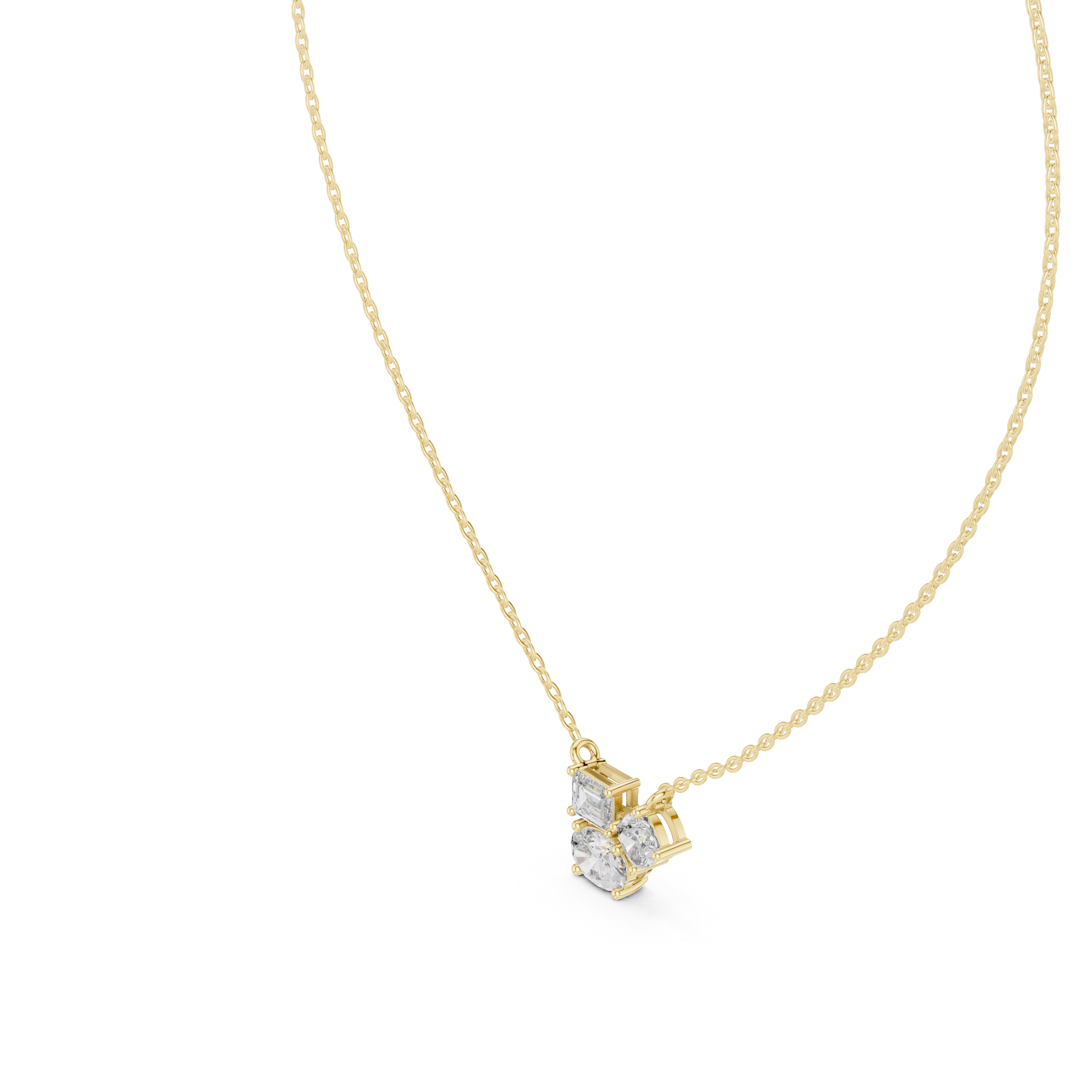 Trilogy Diamond Pendant Necklace, Three Stone Minimal Jewelry for Anniversary Gift